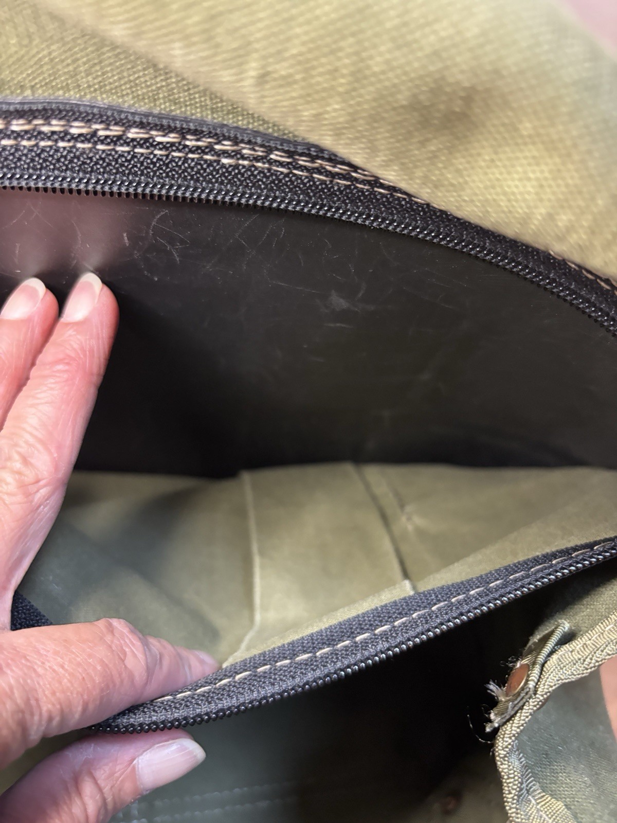 Vtg Orvis Battenkill Olive Canvas & Leather Messenger Briefcase Laptop Bag Used