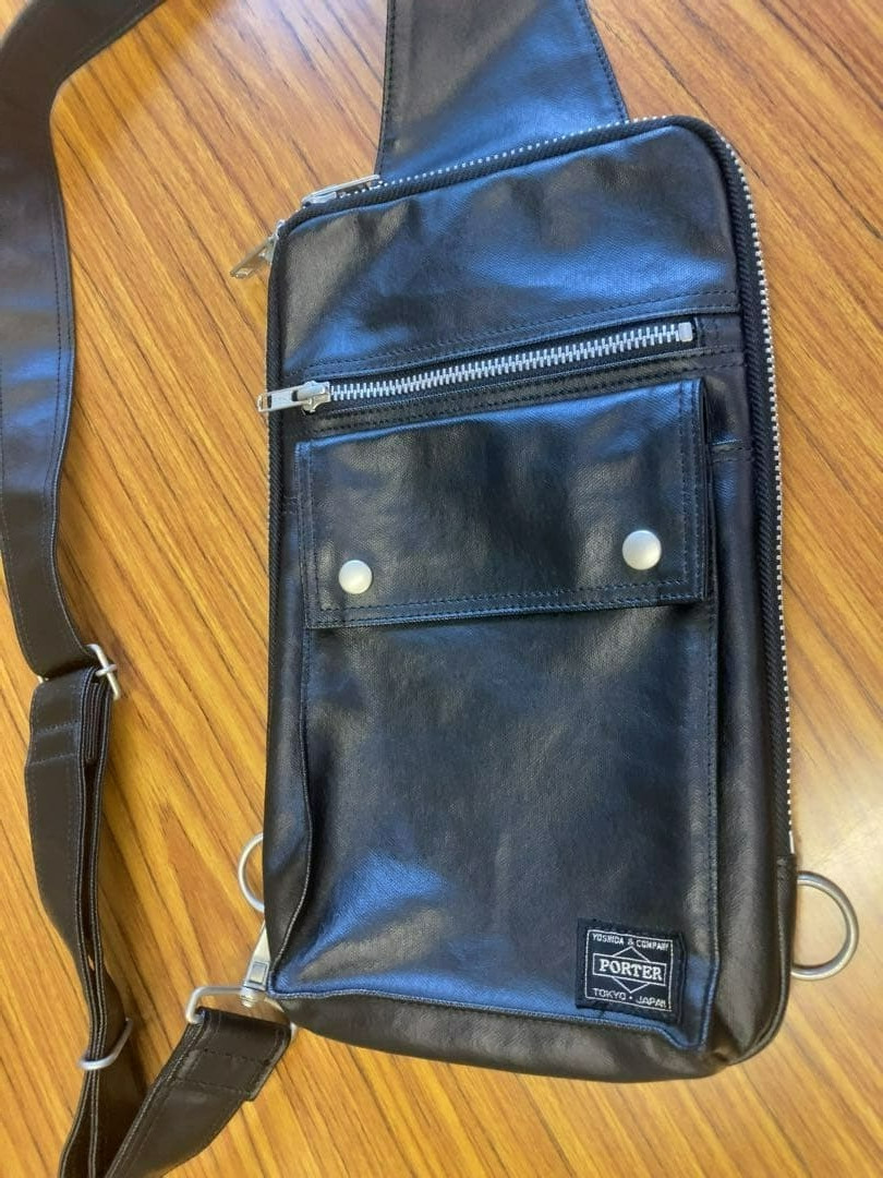 PORTER FREE STYLE SLING SHOULDER BAG 707-06127 Black W17H29D2cm Used Japan t56