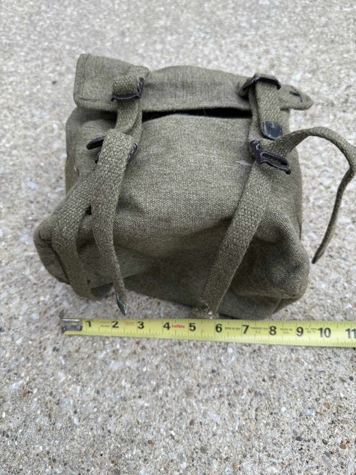 Vintage Small Canvas Messenger Bag w/ Grommets, Straps, Military Style OD Green