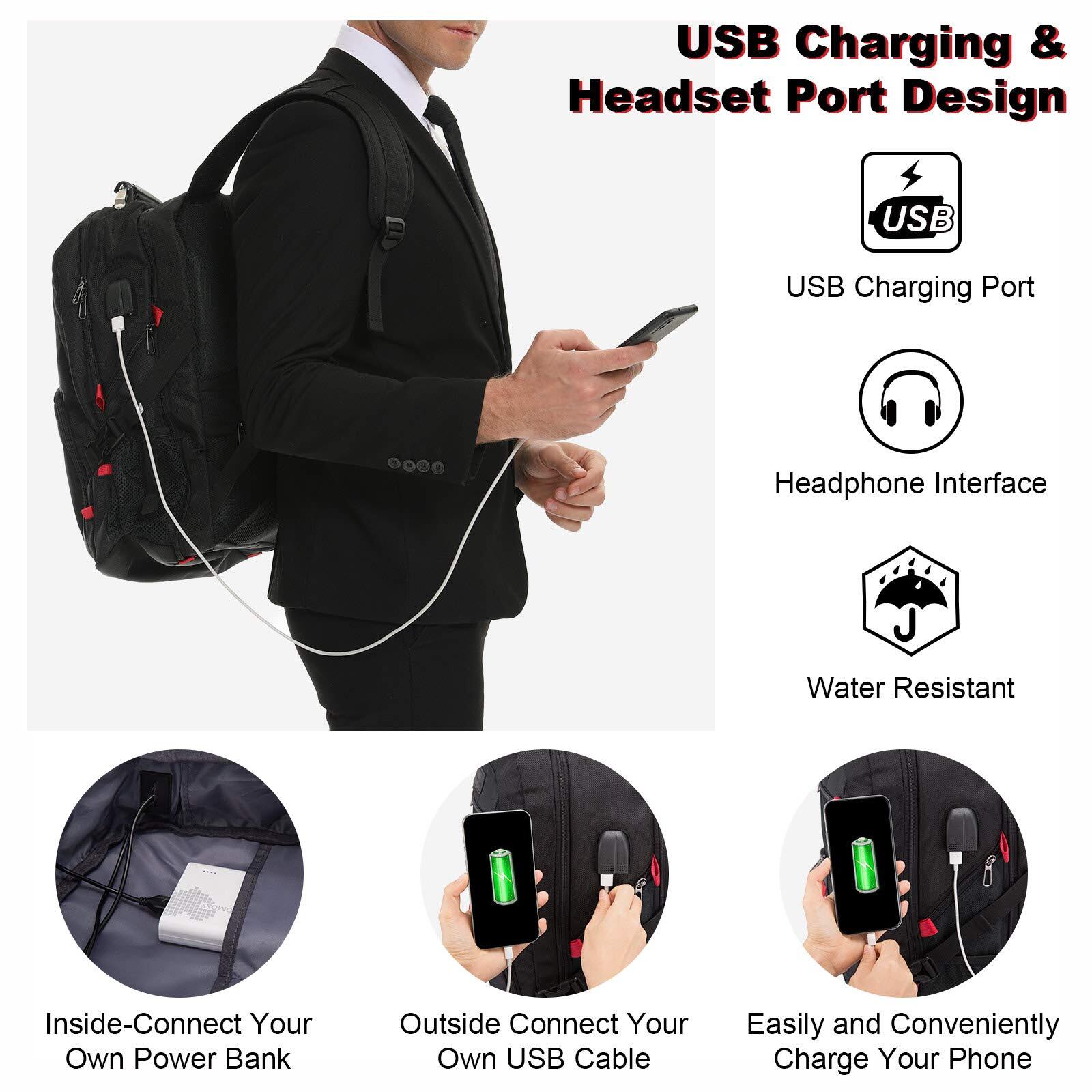 Travel Laptop Backpack Waterproof Anti Theft Backpack with Lock and USB Char…