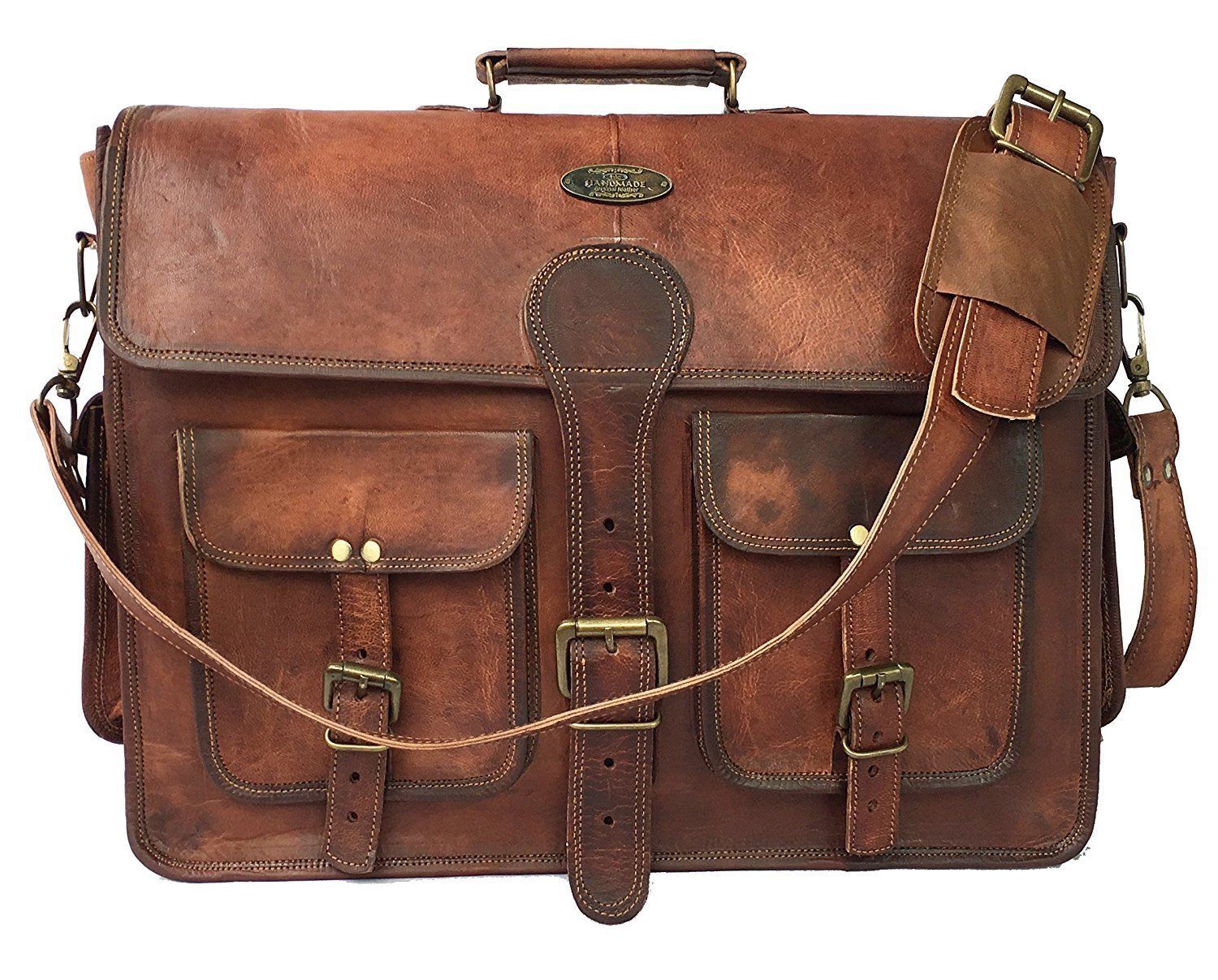 Quality Messenger Bag Genuine Vintage Soft Leather Satchel Laptop Shoulder Men’s