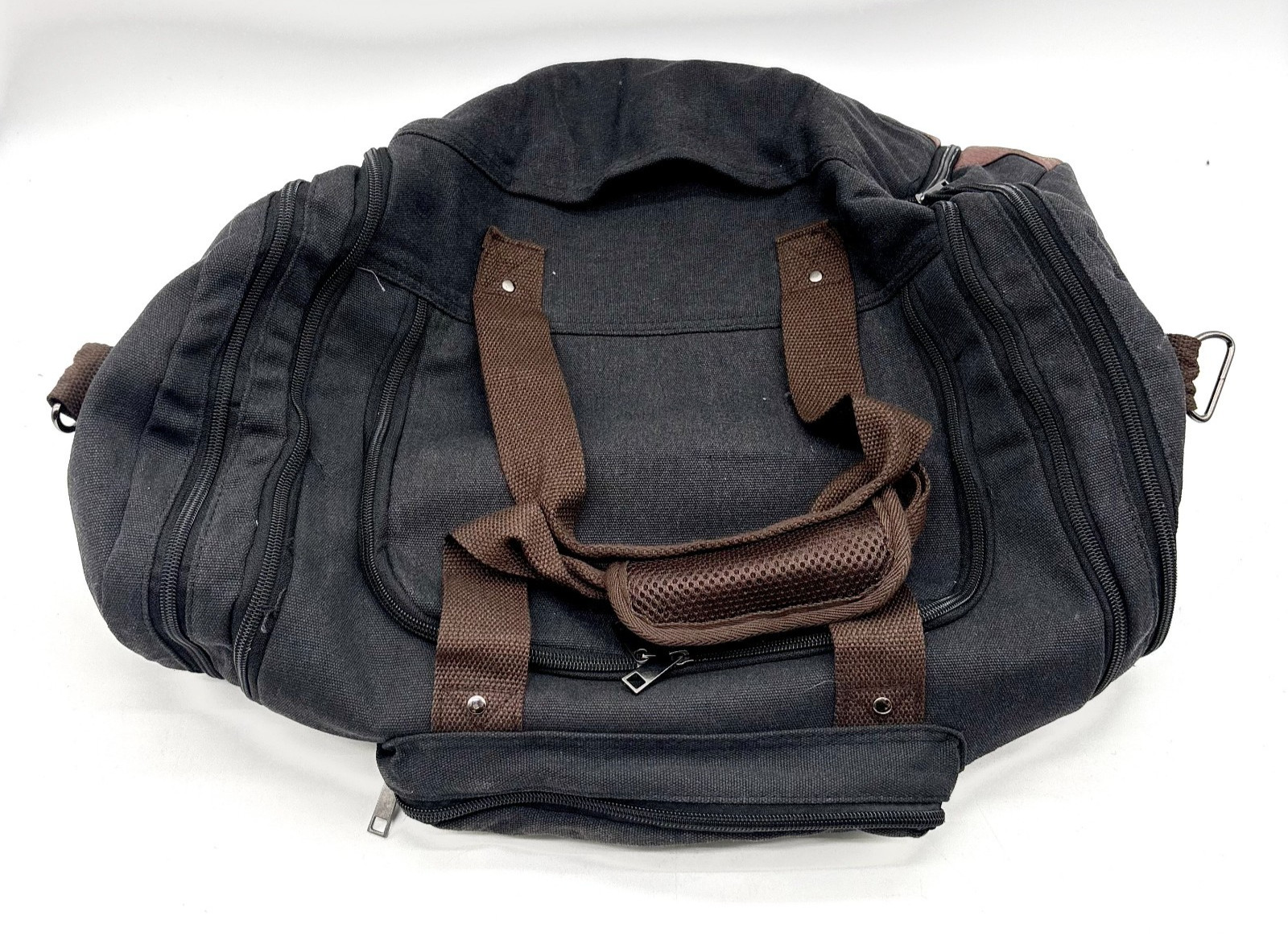 Unbranded Unisex Black Brown Adjustable Strap Travel Duffle Bag