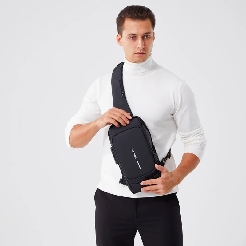 New Brand Designer Men Crossbody Bag PU Leather Classic Anti-Theft Shoulder Bag