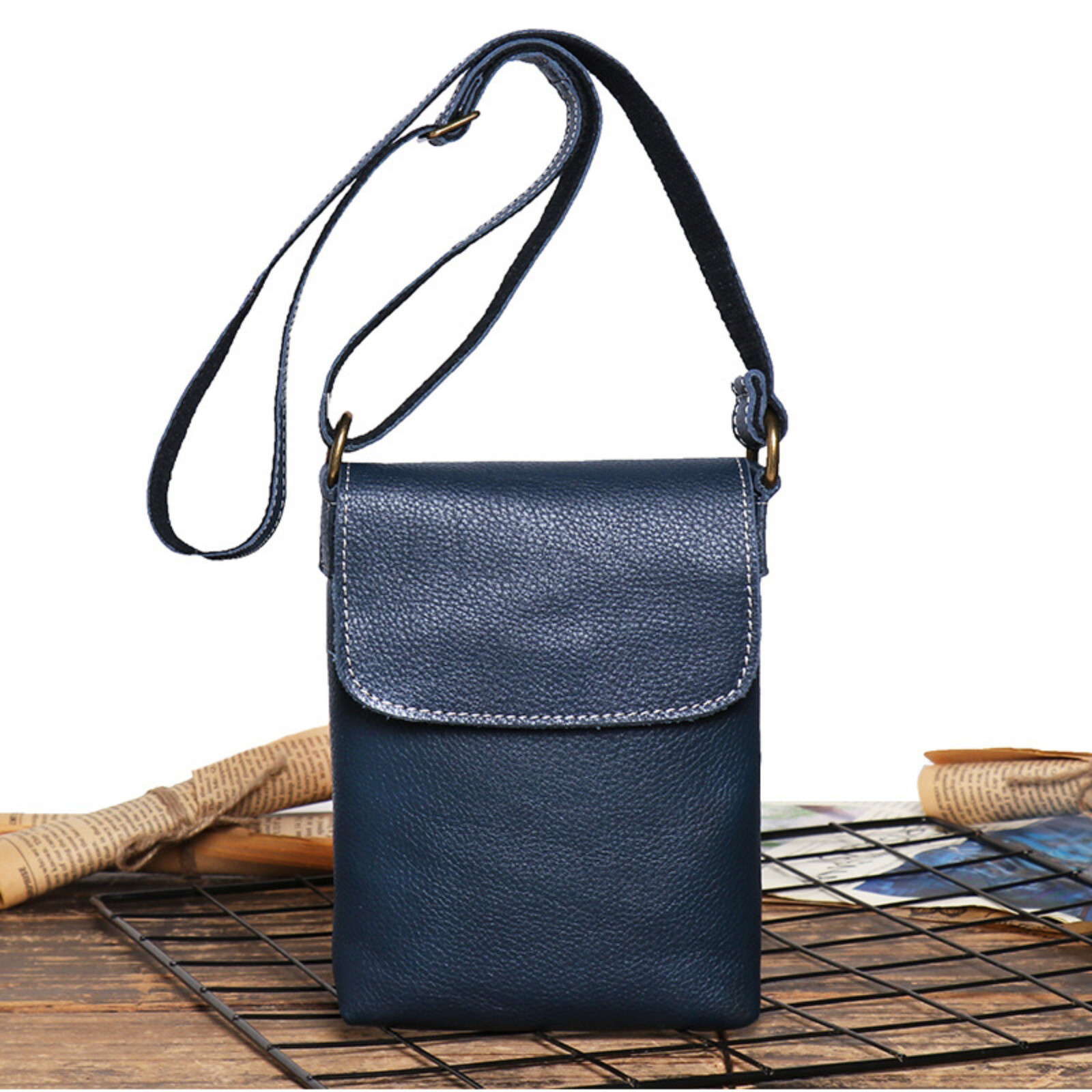 Mens Leather Shoulder Bag Small Crossbody Pouch Vintage Phone Wallet Carrier