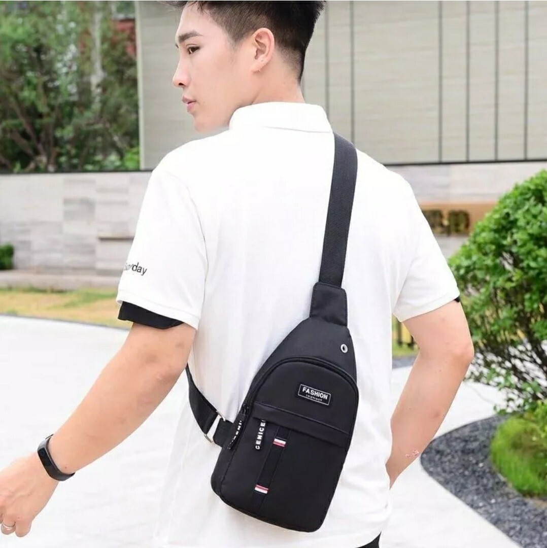 Men’s Crossbody Chest Bag Oxford Cloth Fashionable Multi-Pu Blue Black Grey