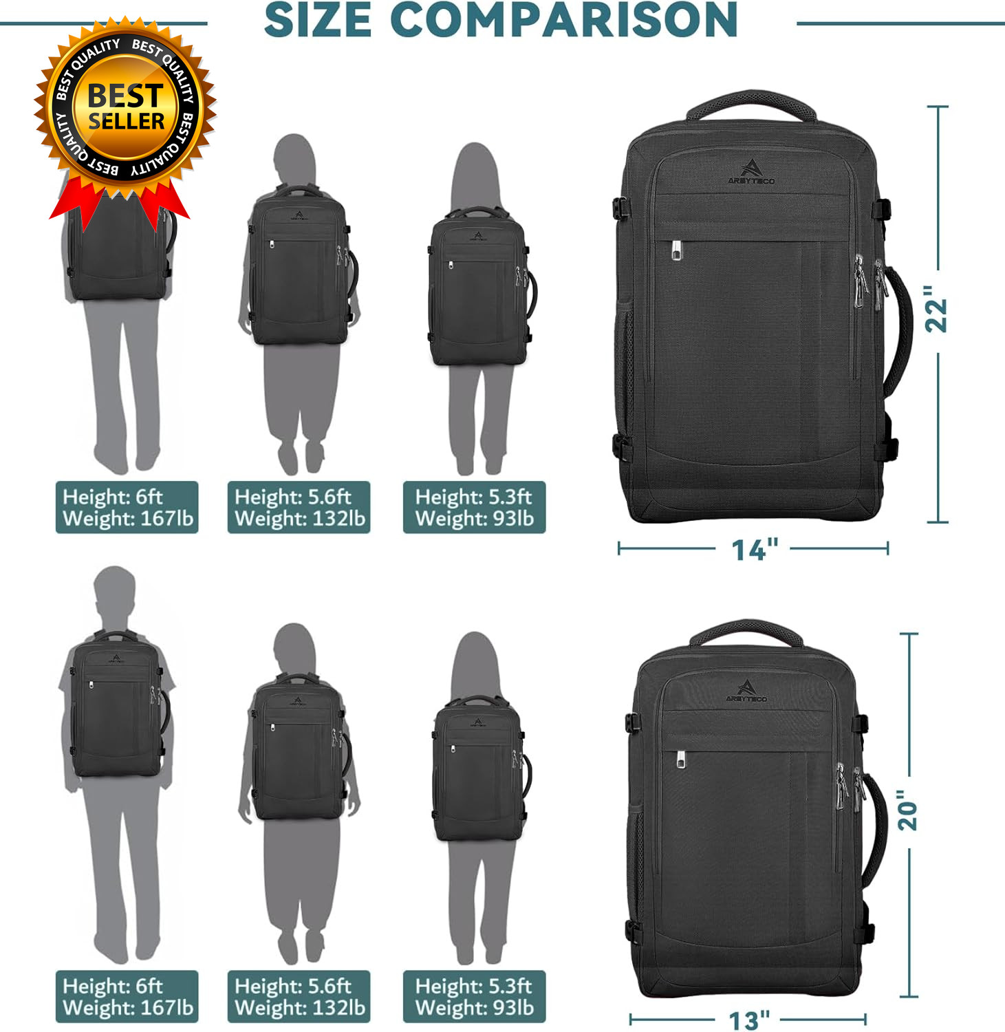 Travel Backpack 50L Expandable Extra Large Laptop Backpack Carry on Backpack
