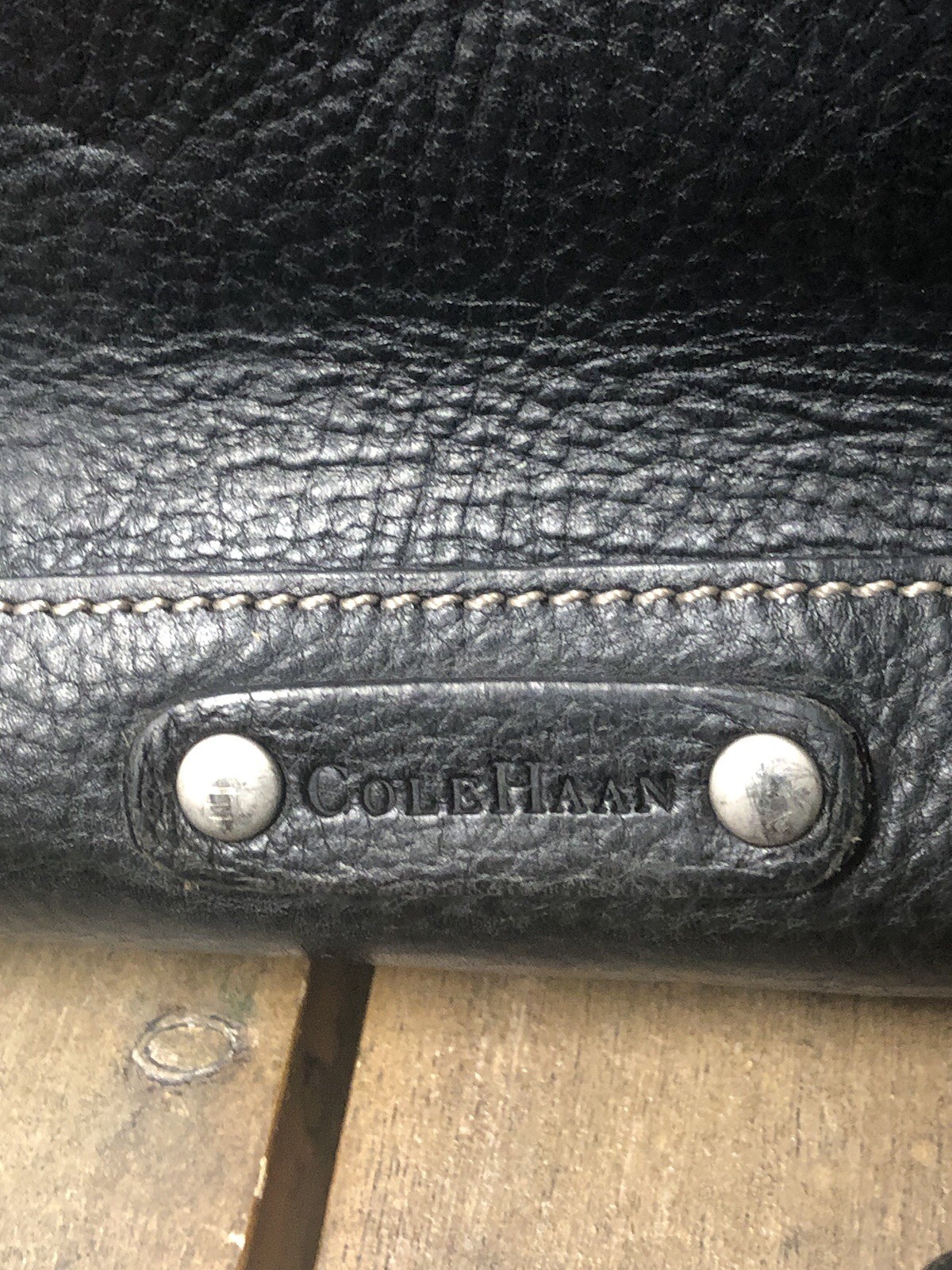 Cole Haan Crossbody Black Leather Heavy Briefcase Laptop Bag 6 Compartments EUC