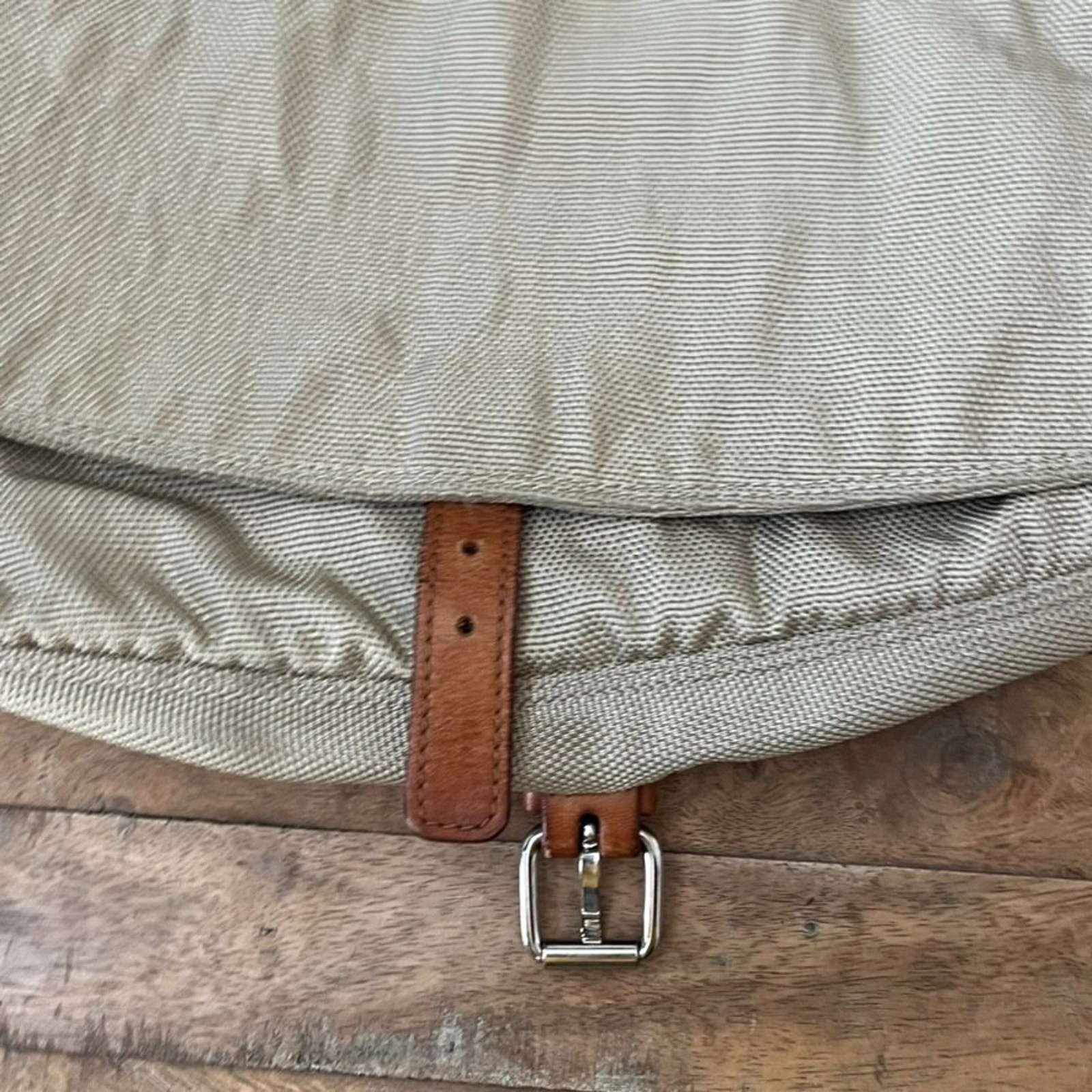 Bally Leather & Canvas Khaki Crossbody Messenger Bag Expandible