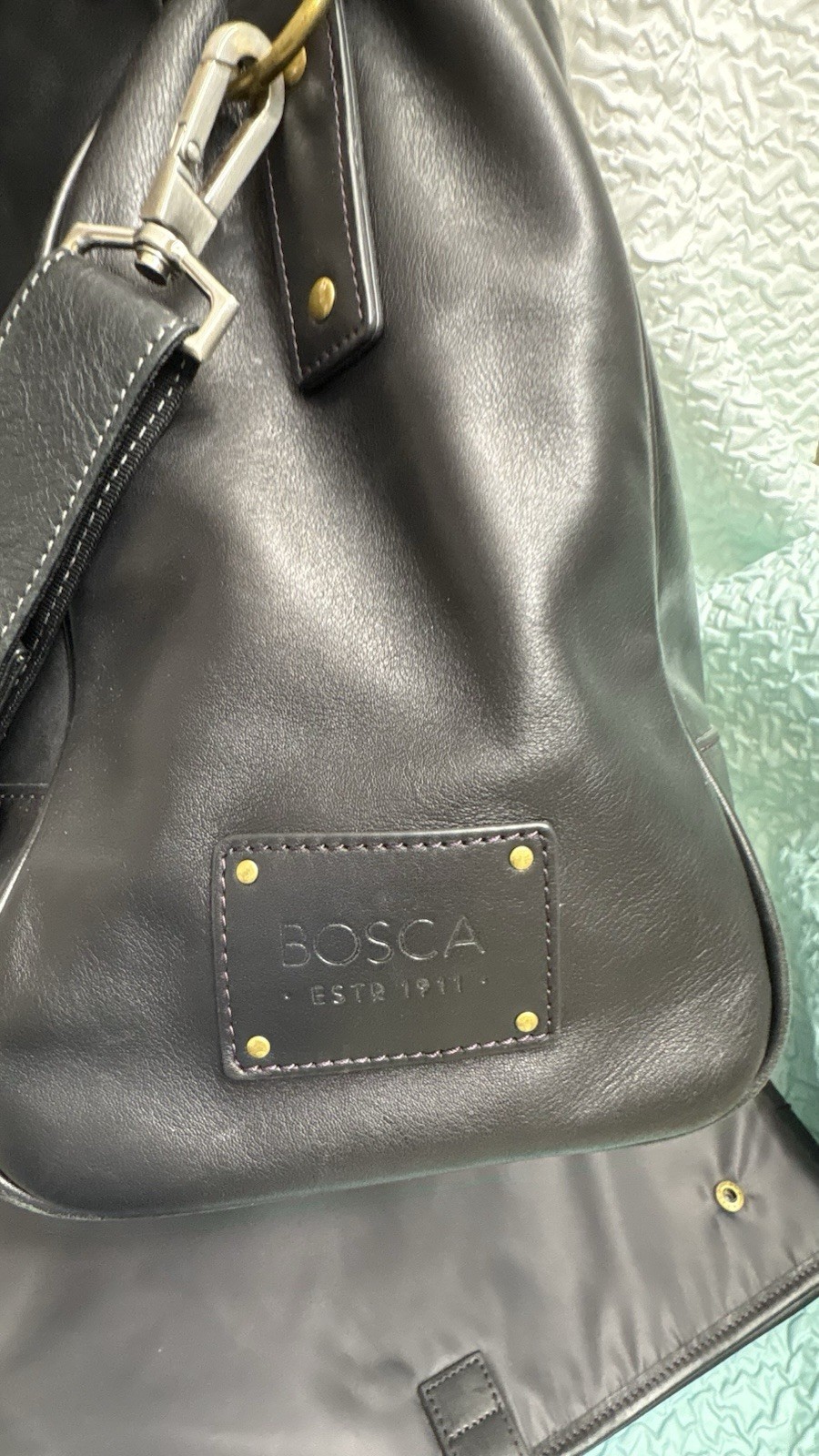 Vintage Leather BOSCA black leather Attache Briefcase travel Bag W/ Laptop Case