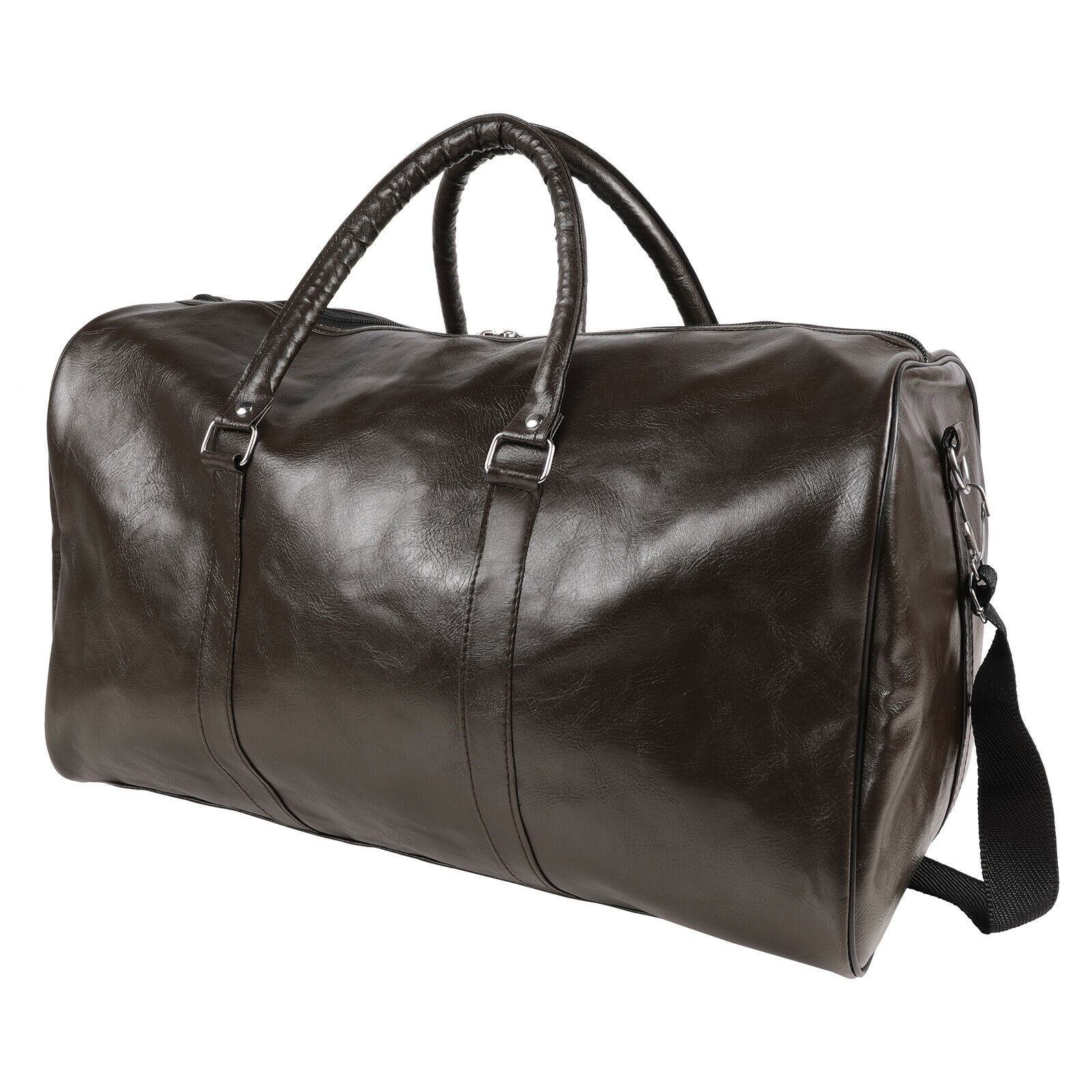 40L Fashion PU Leather Duffle Bag Travel Weekender Gym Overnight Carry On Brown