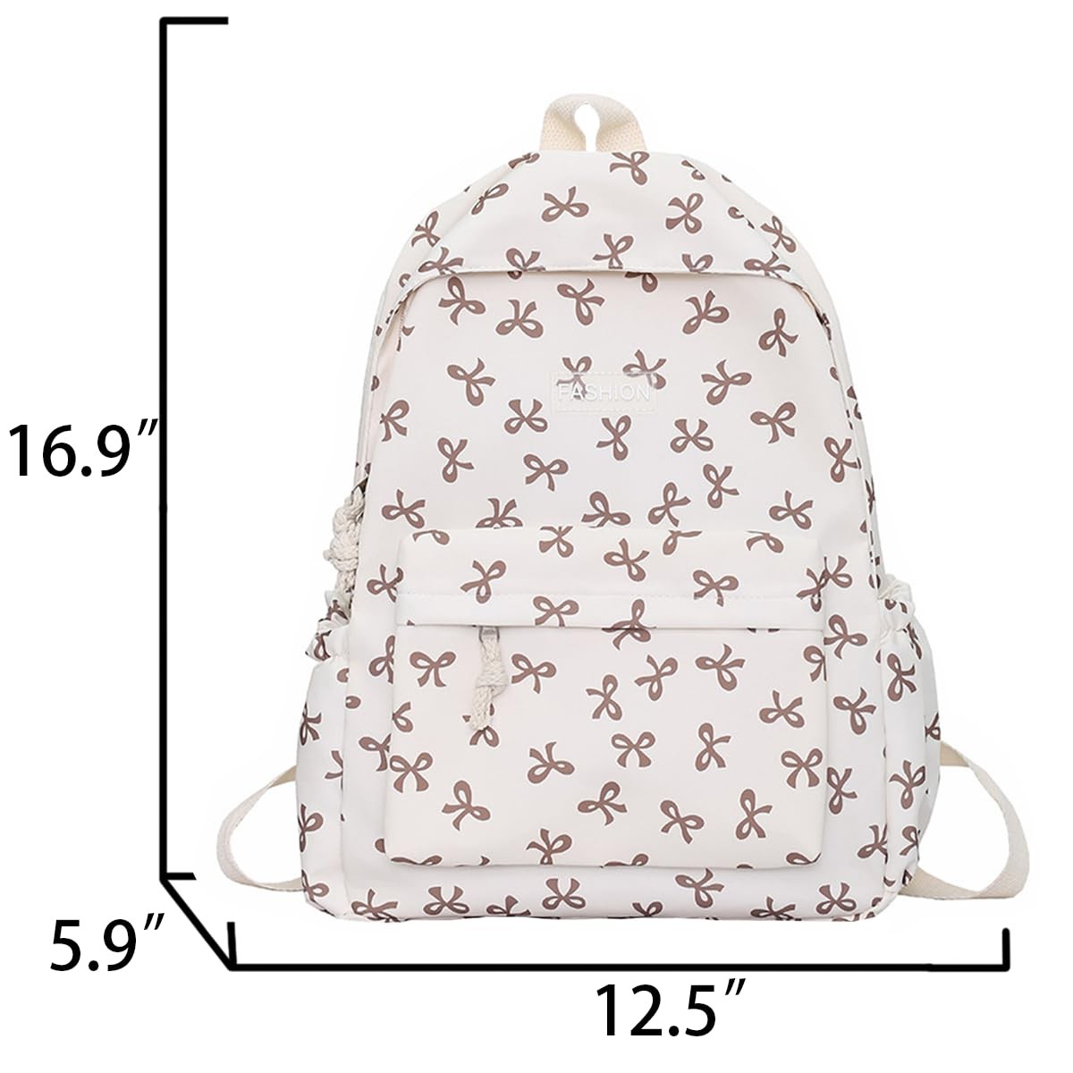 Kawaii Cute Bow Tie Printed Backpack 16.9″ Lightweight Casual Travel Bag Women