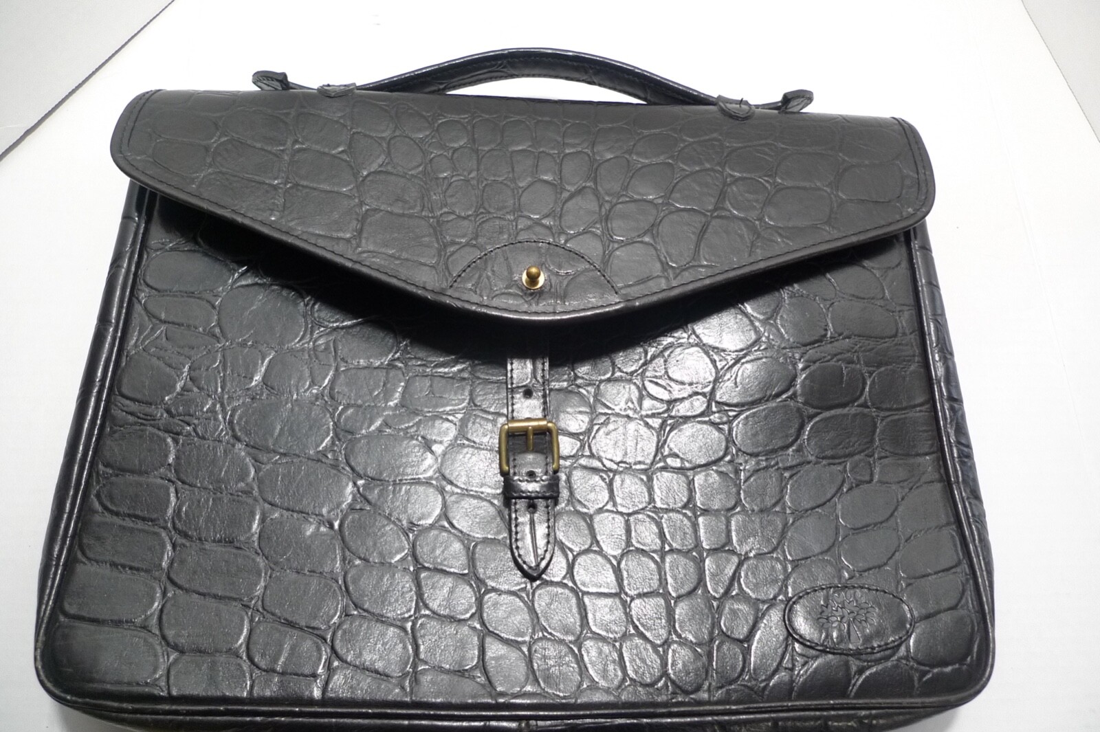 MULBERRY – LEATHER BRIEFCASE- ATTACHE – CROC PATTERN – MADE IN ENGLAND