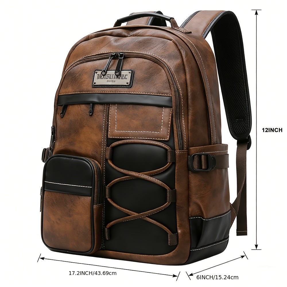 US Business Mens Genuine Leather School Backpack Laptop Travel Waterproof Bag