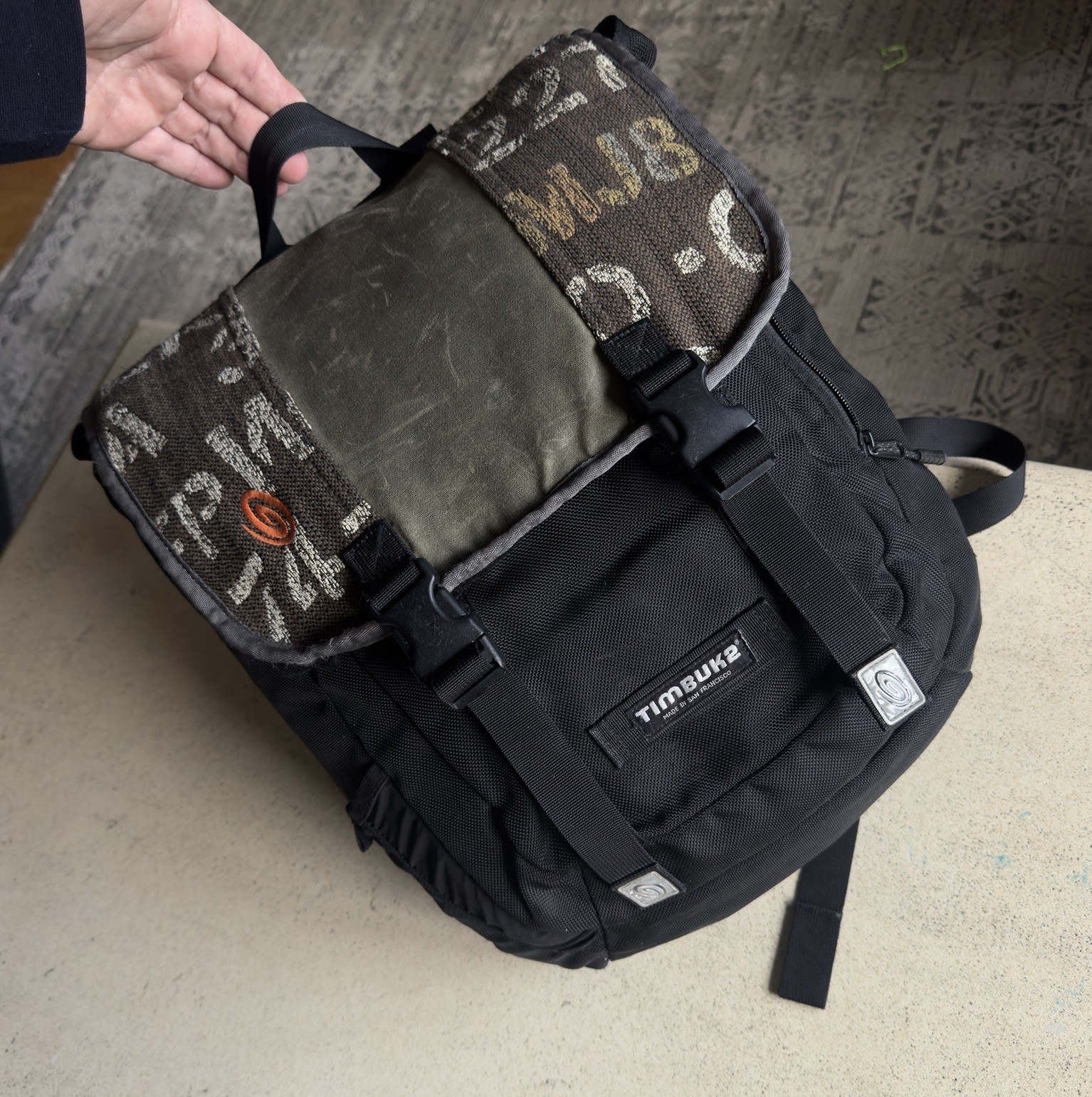 Vintage TIMBUK2 Commuter Backpack Laptop Waxed Canvas Tapestry Made In SF