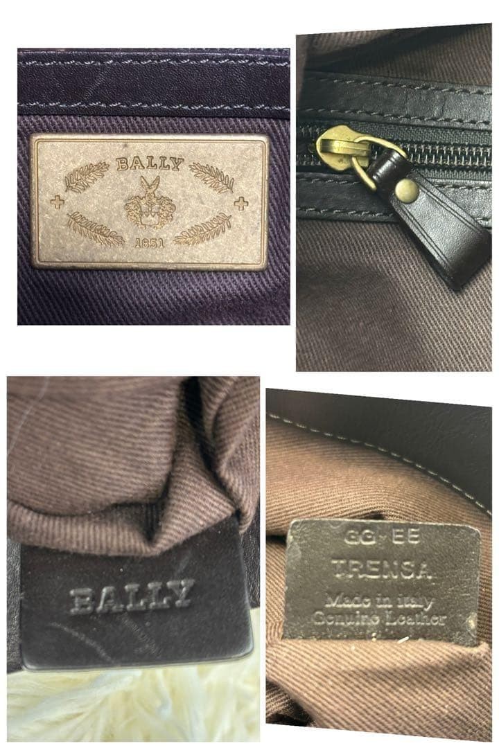 Authentic Bally Shoulder Bag Leather 34cm x 34cm Brown Crossbody Authentic