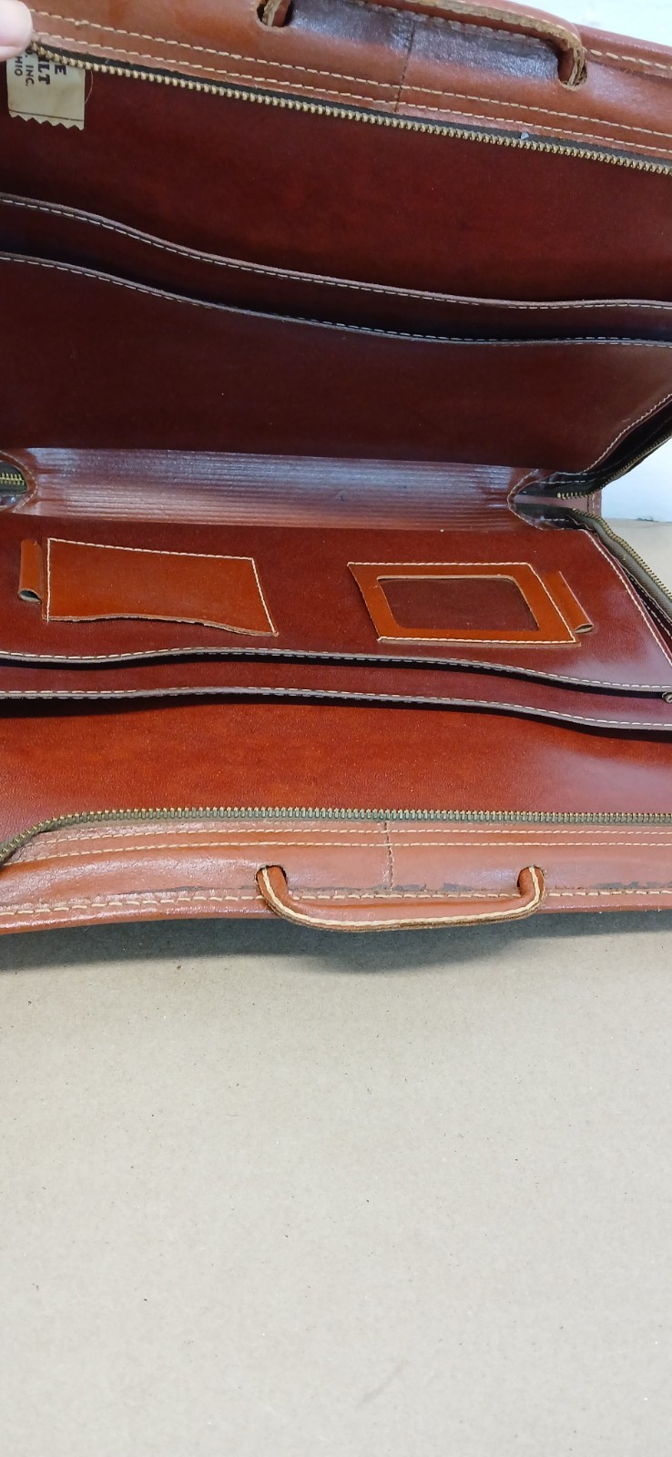 Vintage Bosca Deep Buff Cowhide Leather Briefcase Portfolio USA Brown Repairs