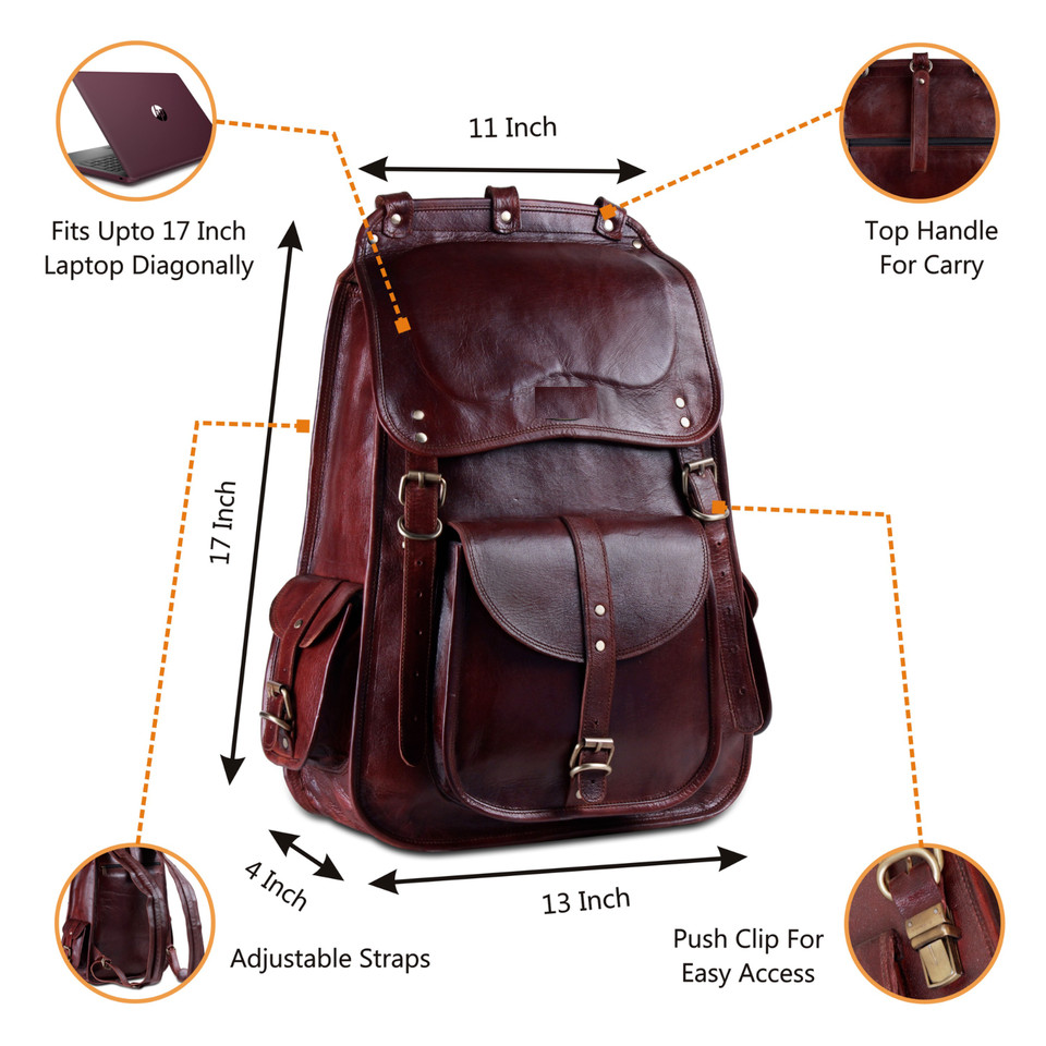 Shoulder New Handmade World Brown Genuine Leather Backpack Laptop Bag