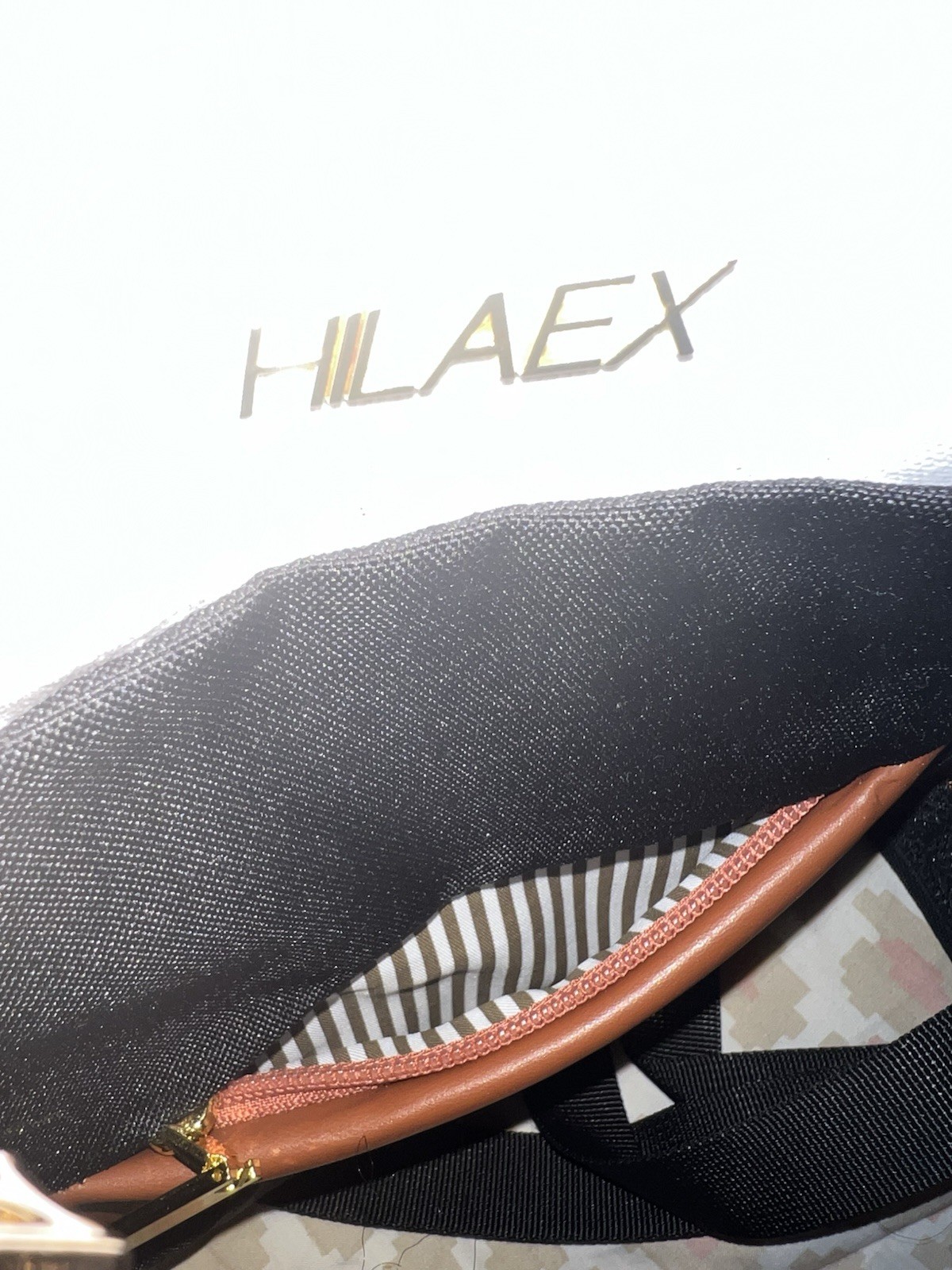 HLAEX Colorblock Black Brown White Crossbody Sling Bag Zip Adjustable Strap