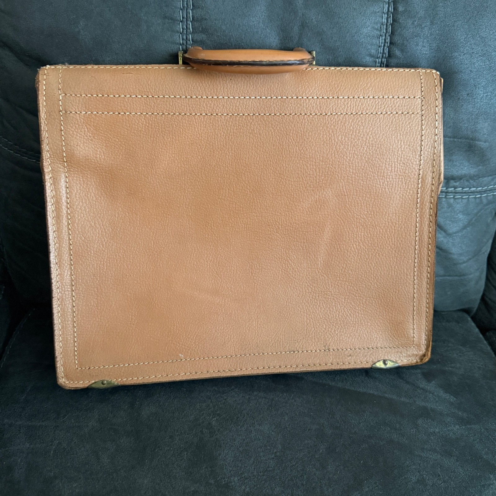 Rexbilt Vintage Split Cowhide Leather Brief Bag Stay-Open Frame
