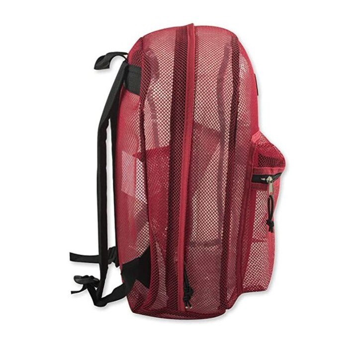 Red Mesh Backpack Transparent See Through Backpack with Padded Straps