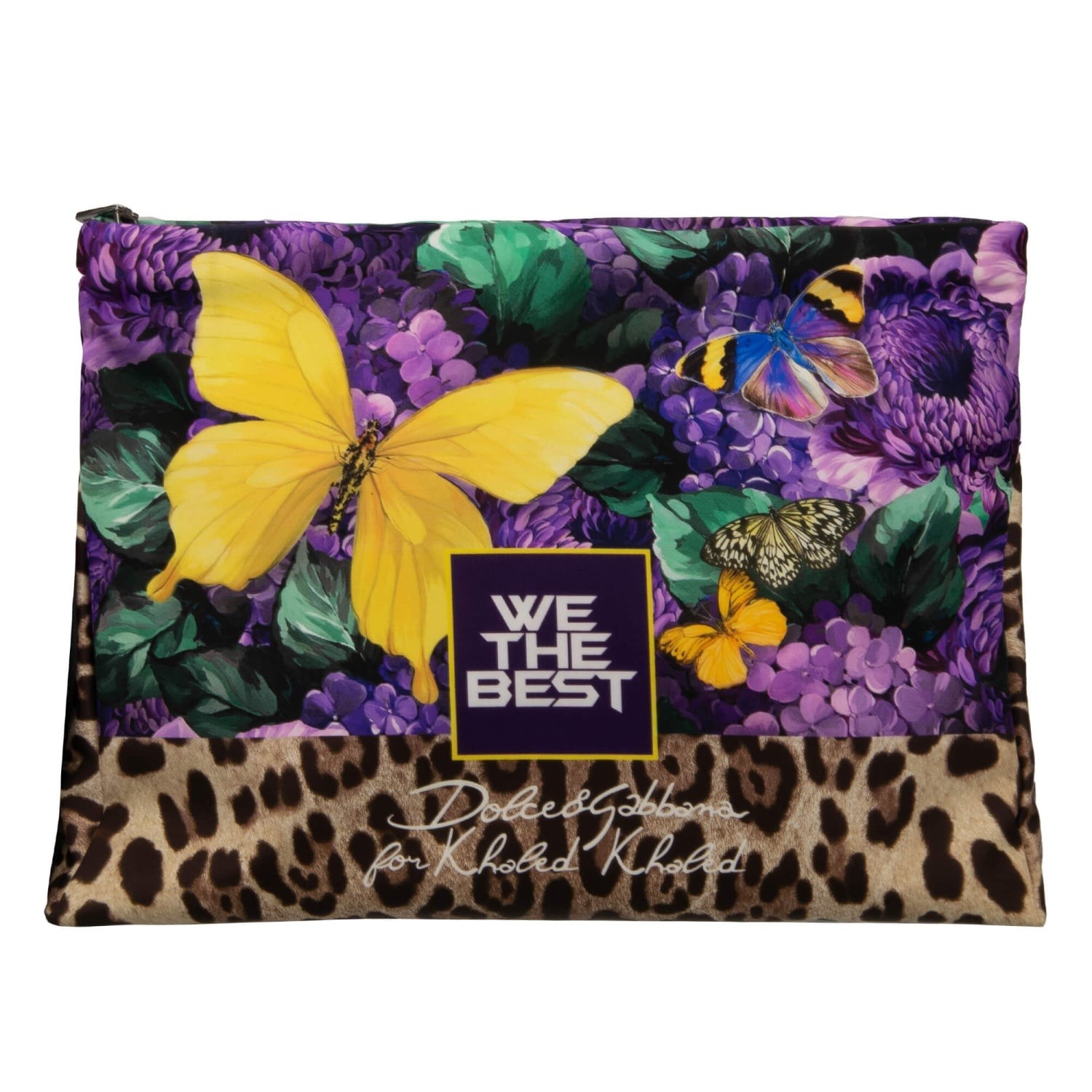 DOLCE & GABBANA x DJ KHALED Butterfly Flowers Clutch Bag Pouch Purple Leopard