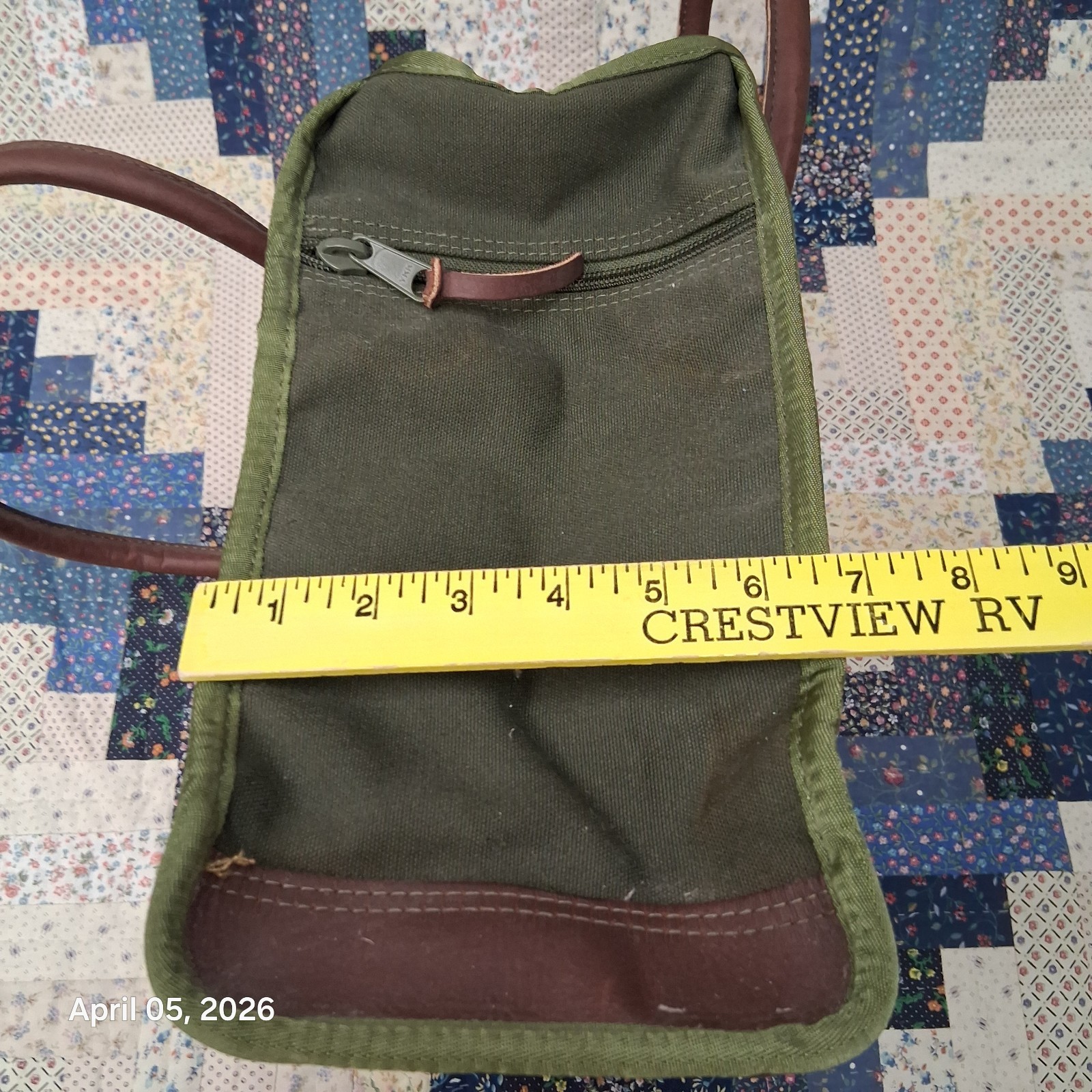 Kathio Luggage Co Canvas and Leather Green Tote Bag Commuter Field Bag 80s 90s