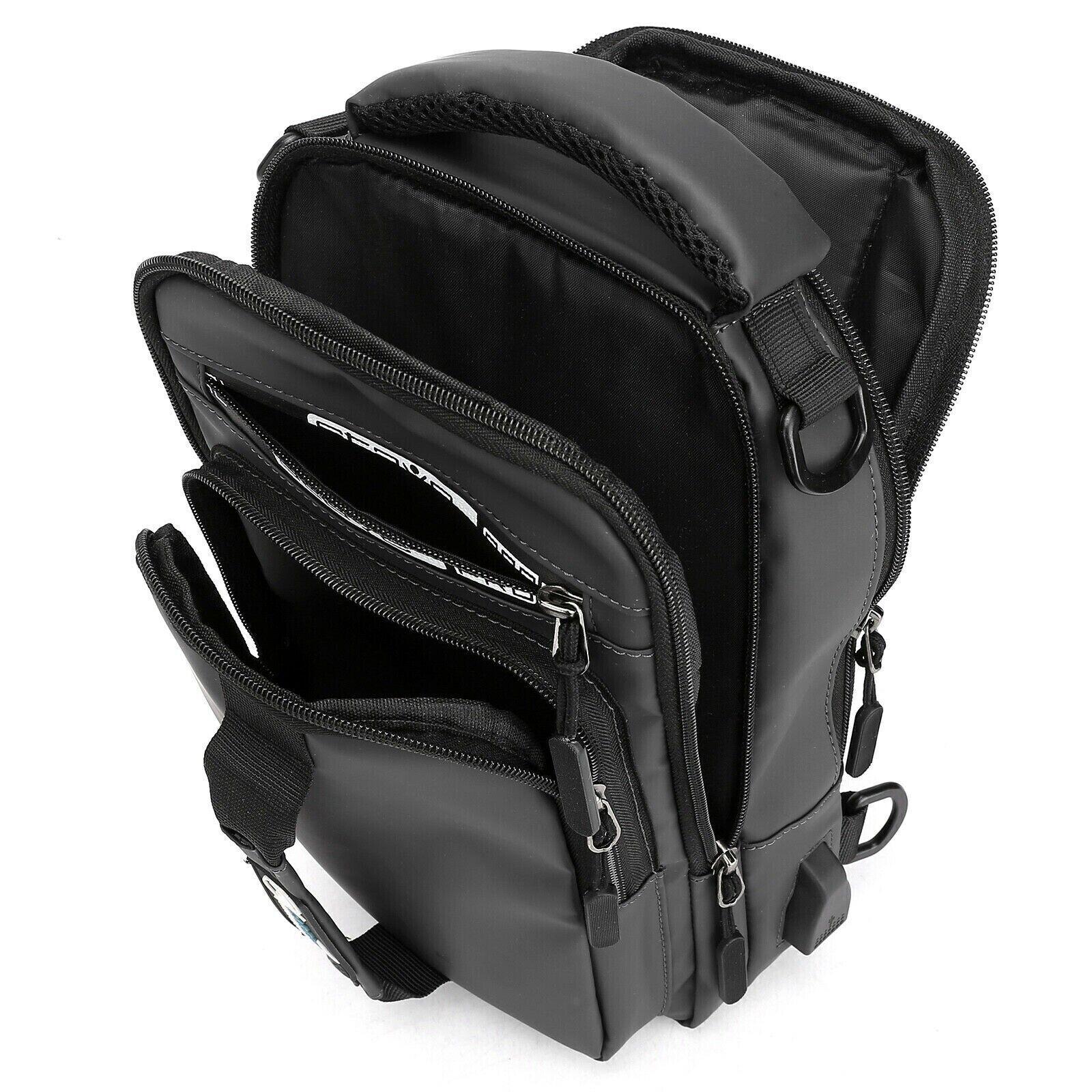 Anti-theft Chest Shoulder Messenger Backpack Men Sling Crossbody Bag USB Port US