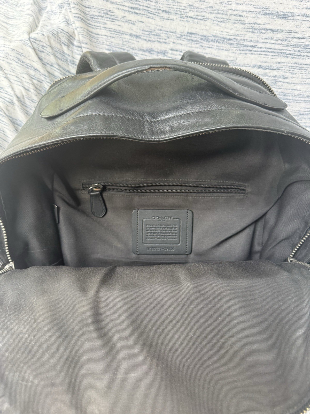 Coach Graham Black Leather Backpack Men’s Laptop Travel Bookbag
