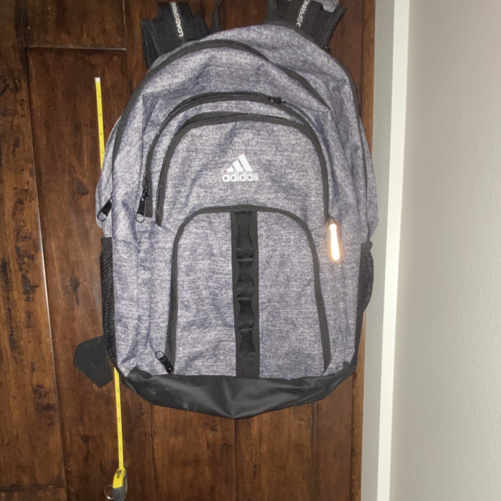 adidas Gray/Black Heathered Backpack Zip Closure Pockets Adjustable Straps