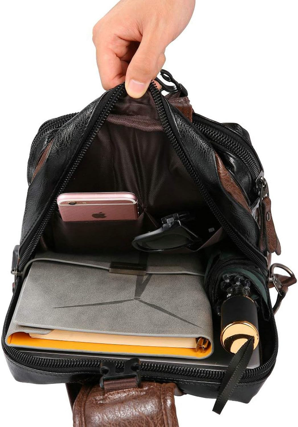 Men’S Lightweight PU Leather Sling Bag – Breathable Crossbody Pack with USB Char