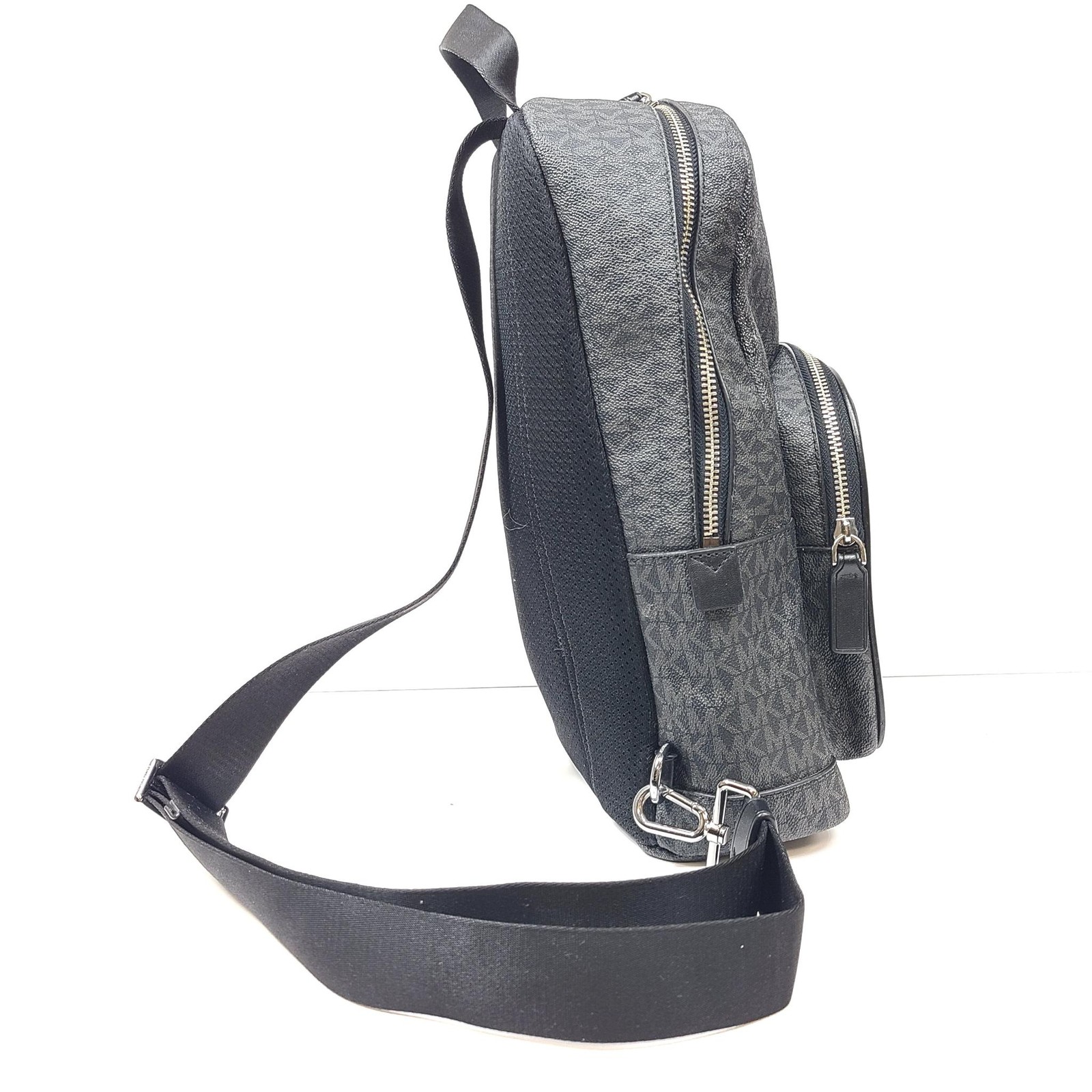 Michael Kors Cooper Logo Sling Pack Backpack Signature-Print Coated Canvas Black