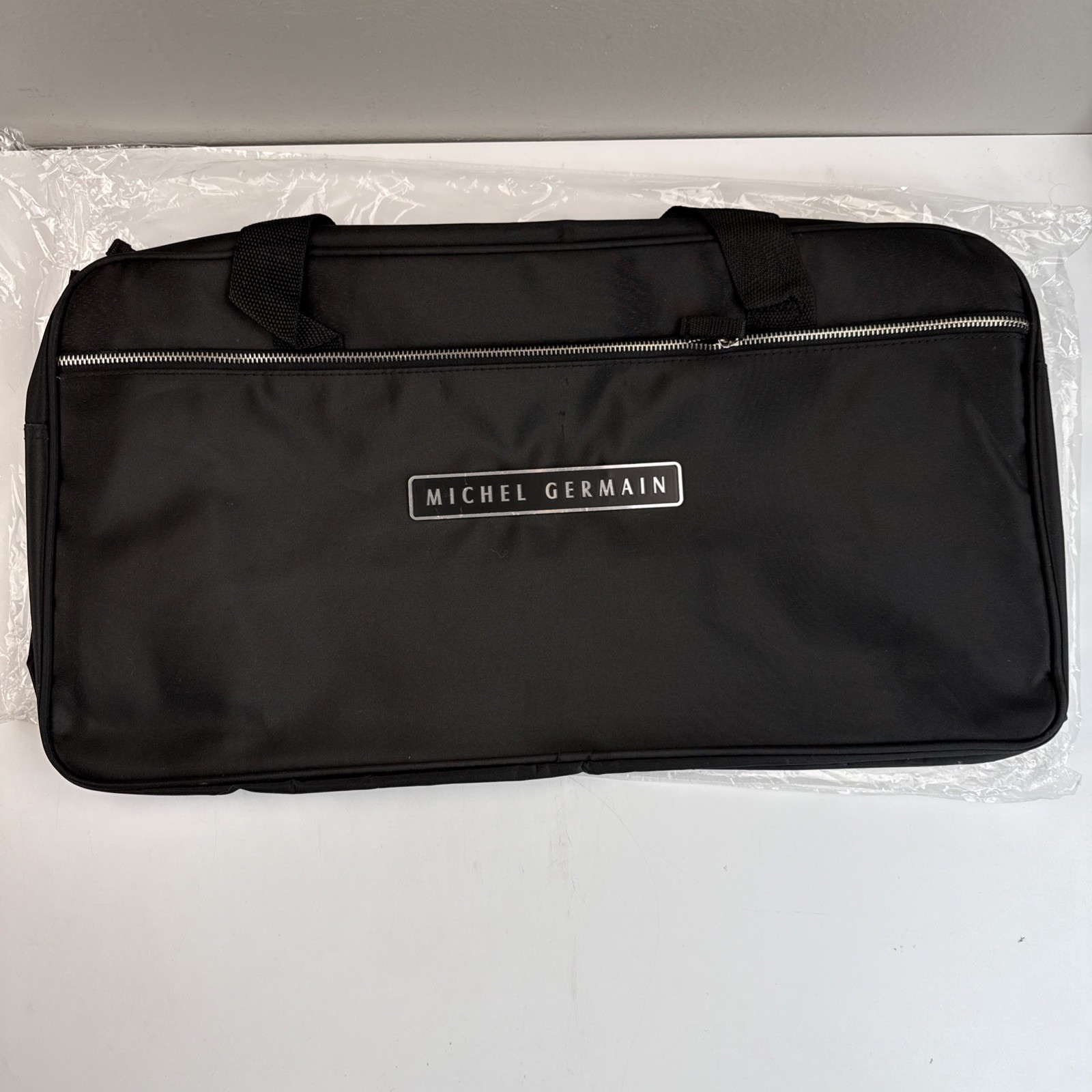MICHEL GERMAIN Nylon Black Travel Duffle Weekender Gym Bag 21.5”x11.5” NWOT