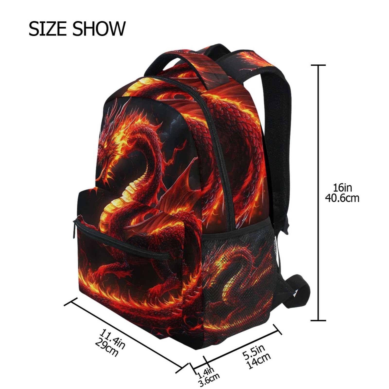 Fire Dragon Kid’s Shool Backpack for Girls Boys,Laptop Travel Backpack,16.9″ H