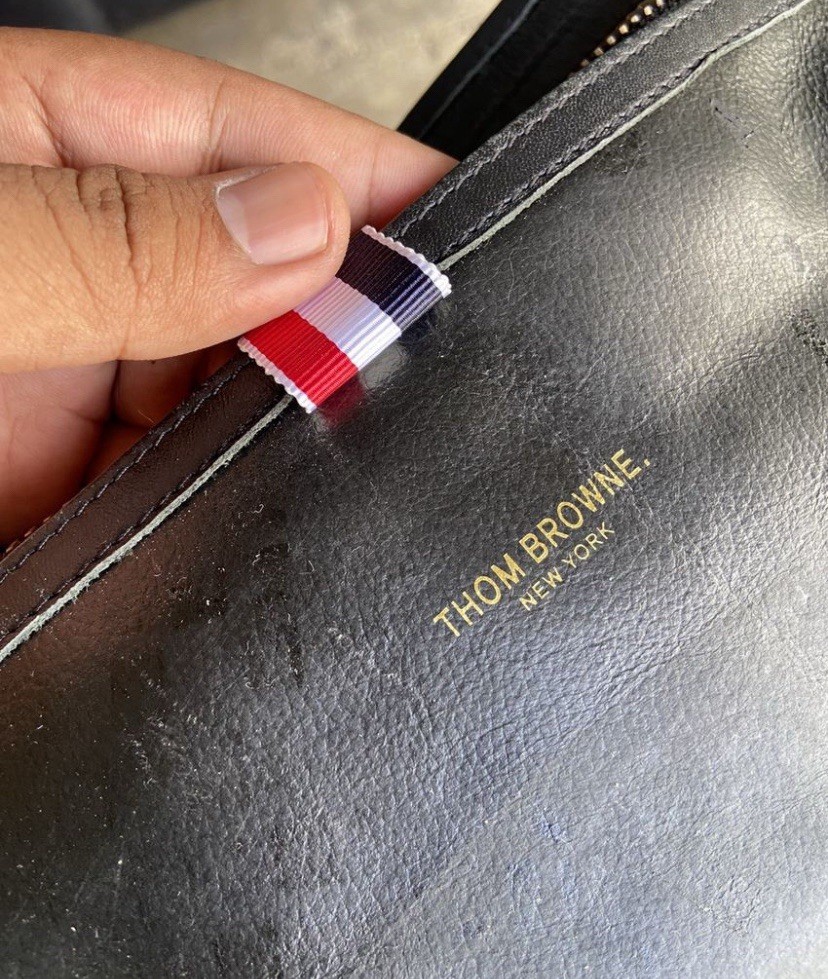 Thom Browne Pebble Grain Leather Tablet Clutch Bag