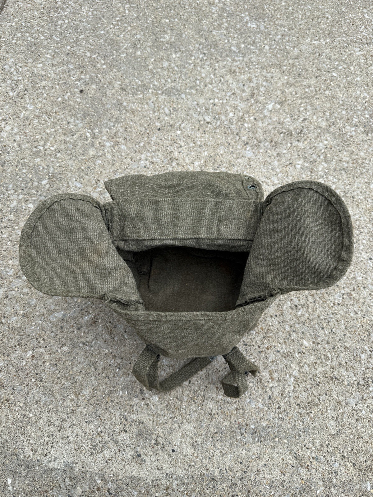 Vintage Small Canvas Messenger Bag w/ Grommets, Straps, Military Style OD Green