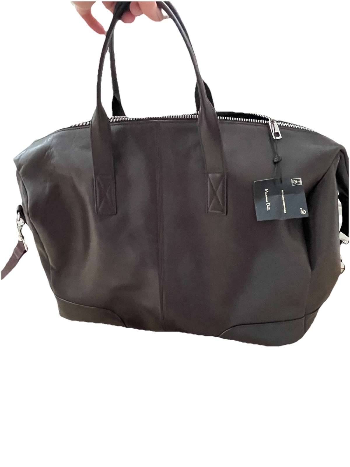 Massimo Dutti Leather Large Bag Brown New With Tags Made In India. 18”x 17”x 8”
