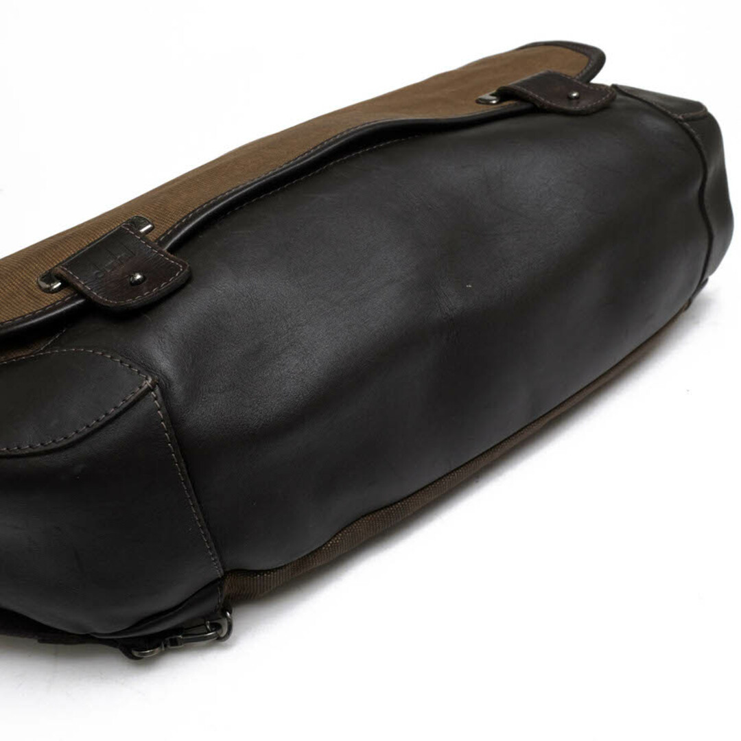 Dunhill Shoulder bag briefcase crossbody for men brown leather canvas 42×30×10cm