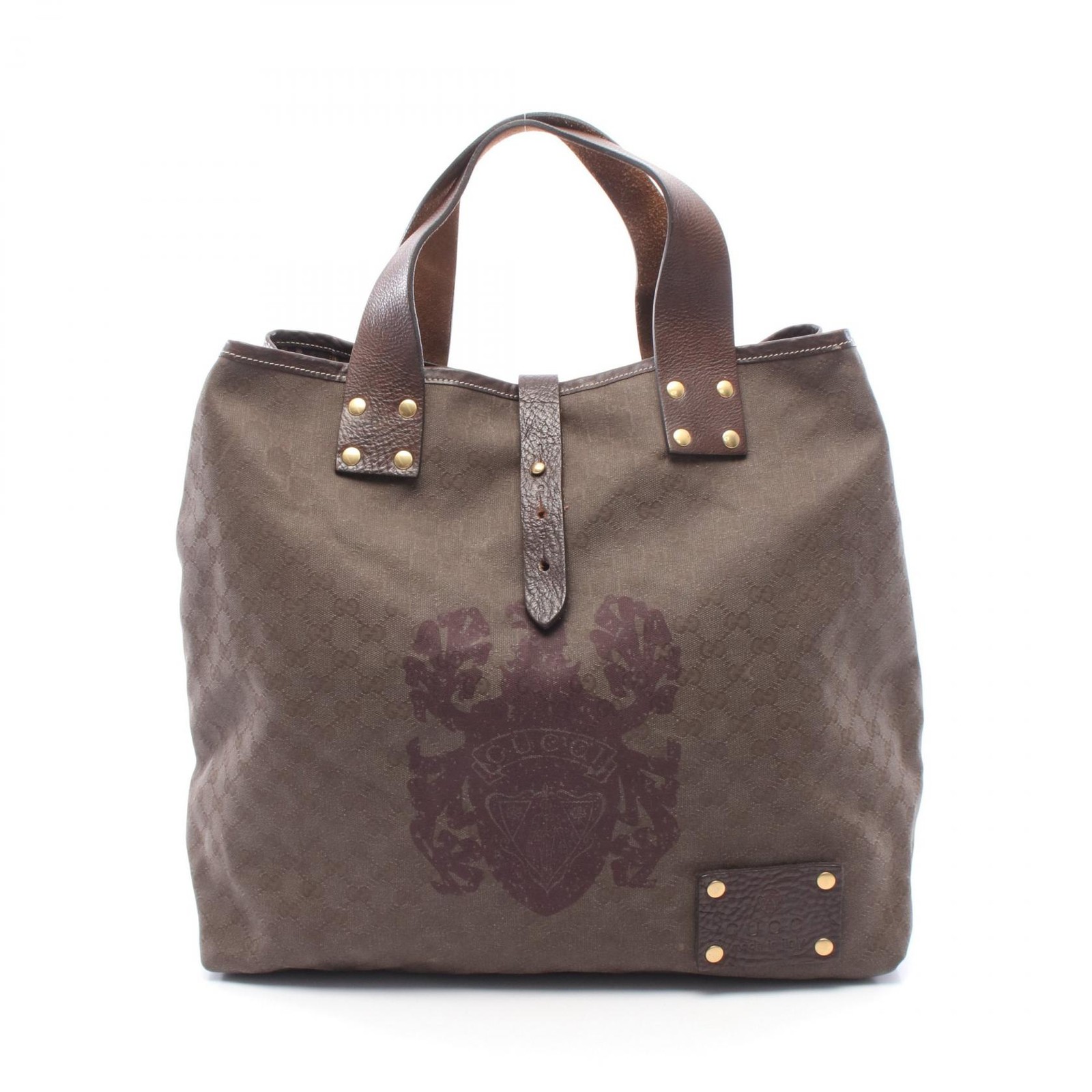 GUCCI Large GG Canvas Hand Tote Bag 201862 leather Brown Used mens