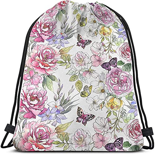 Peonies Drawstring Bags Backpack Bag Summer Spring 14×16.9 Inch Multi-a117