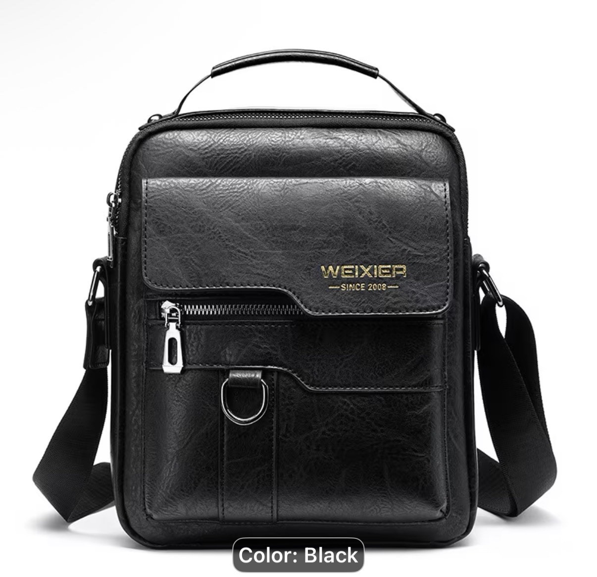 Weixer Crossbody Unisex Shoulder Bag Vintage Leather Vertical Hand Business
