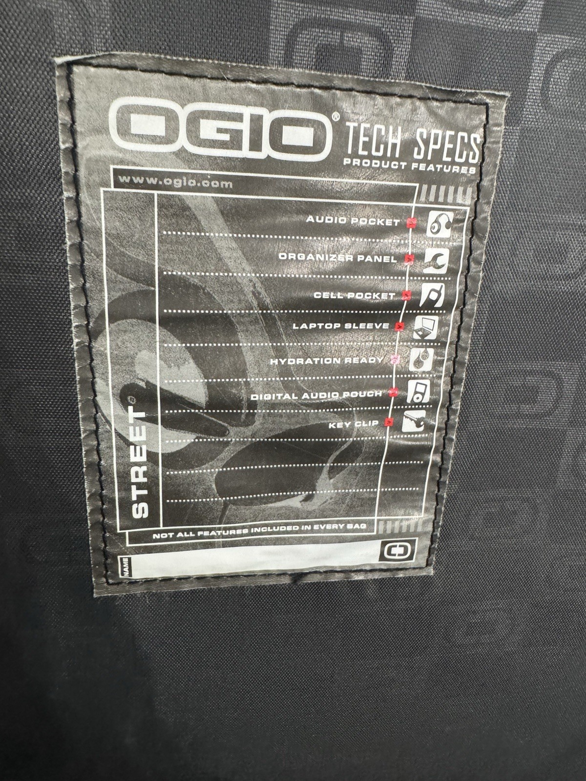 Ogio Tech Specs Metro Street Backpack Black Bag Technical Laptop Zippers Pockets