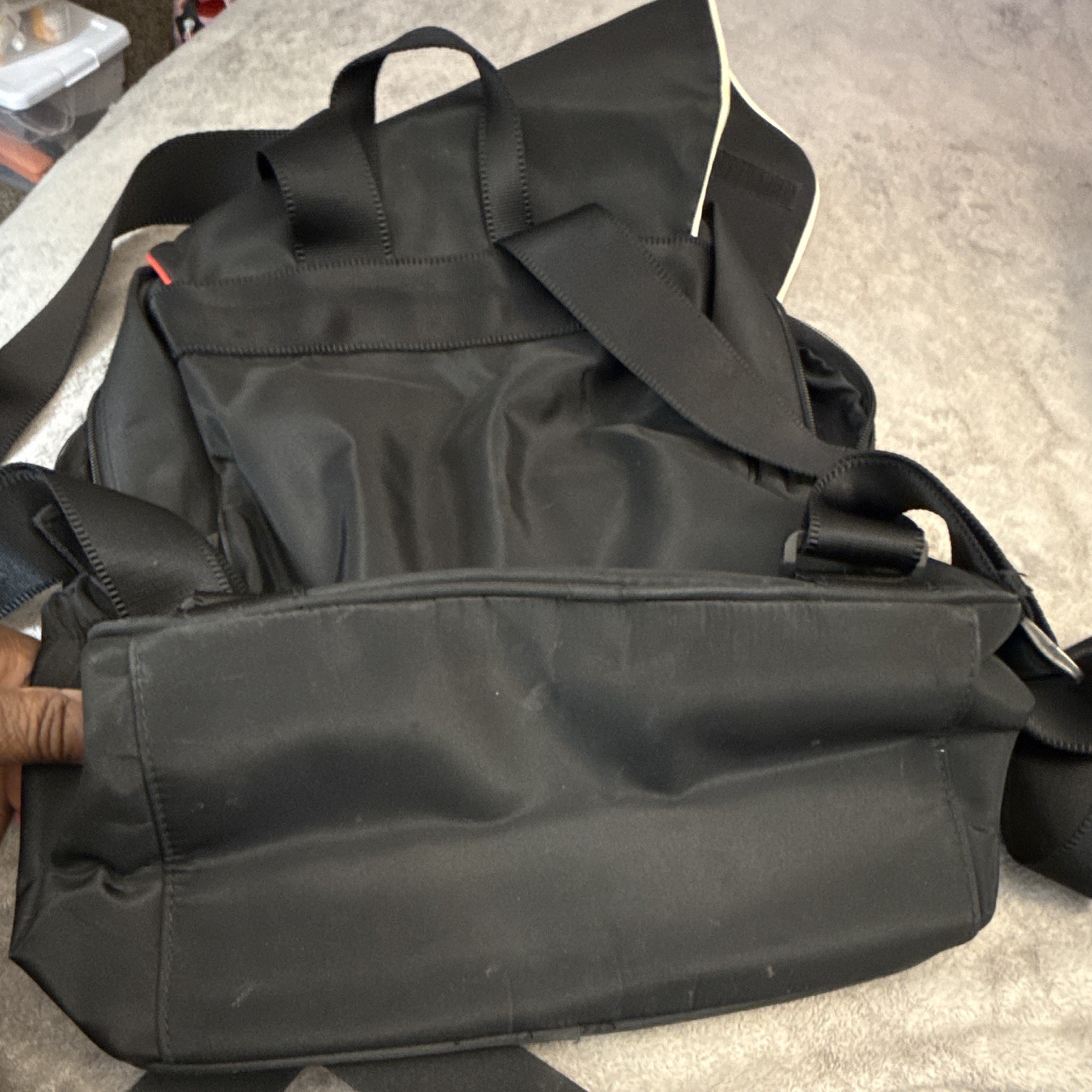 Tommy Hilfiger Black Backpack Zip Closure Red/White Trim Pockets Lined