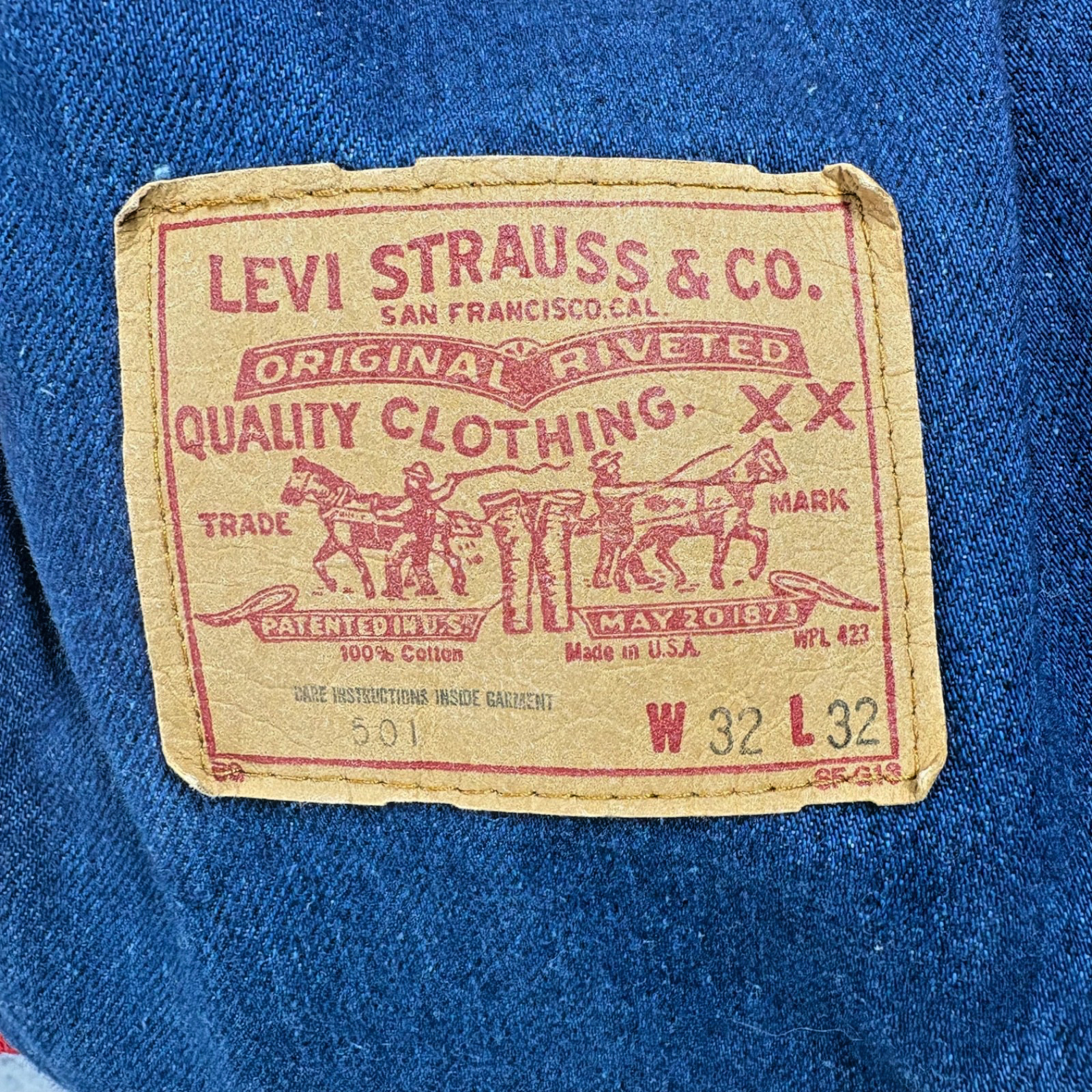 Rare Vtg 70s Levi Strauss 501 Jean Denim Duffel Carry Gym Travel Bag Red Patch