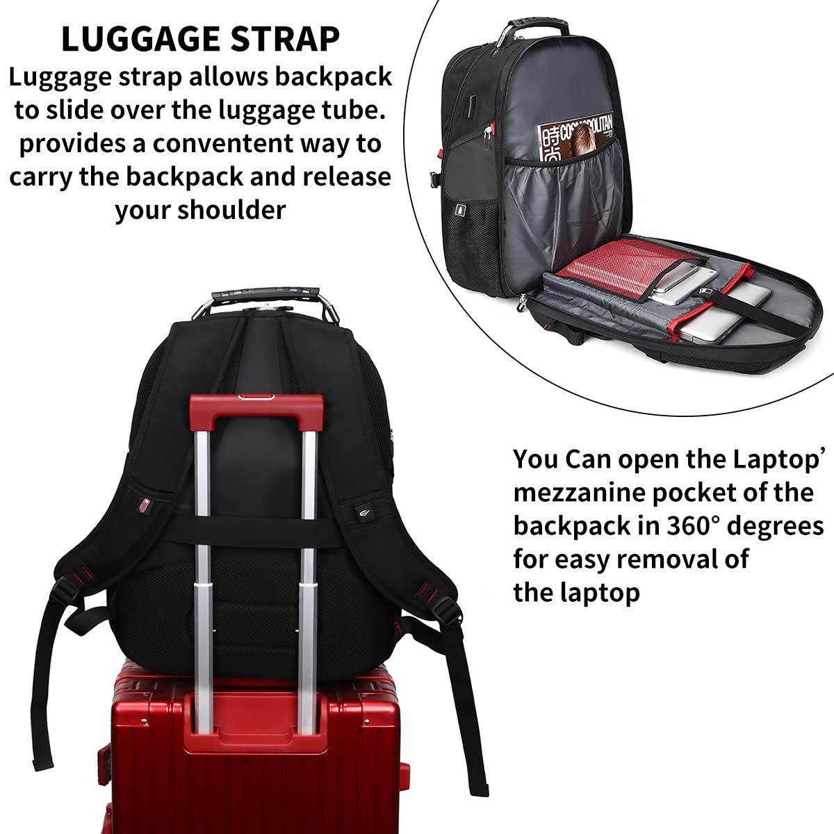 Extra Large 50L Travel Laptop Backpack with combination lock, College Backpac…