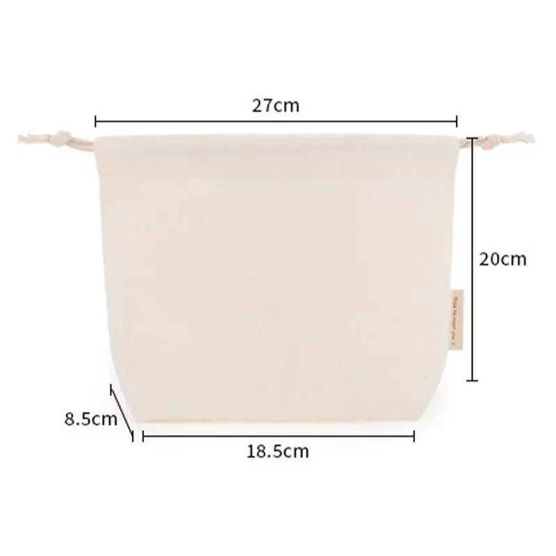 Cotton linen Drawstring Makeup Storage Bag Portable Structured Canvas Pouch Deli