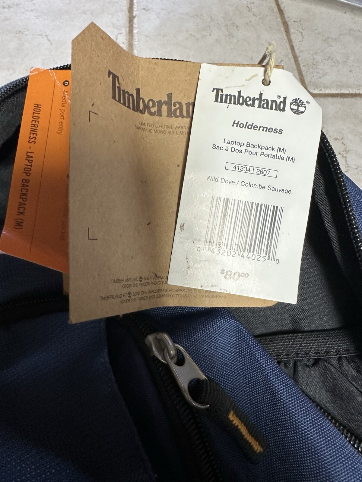 Timberland Laptop Backpack – Multi Pocket School Hiking Navy/Orange Logo