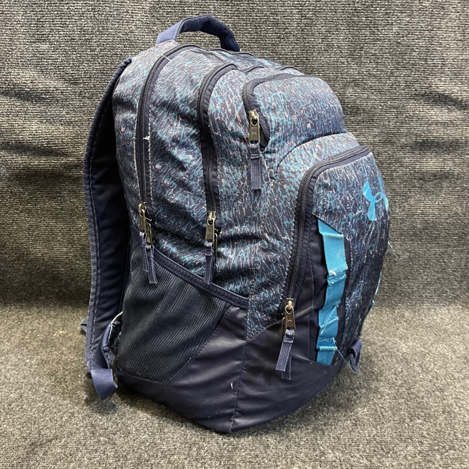 Under Armour 1261825 Teal Blue Patterned Water Resistant Storm Recruit Backpack
