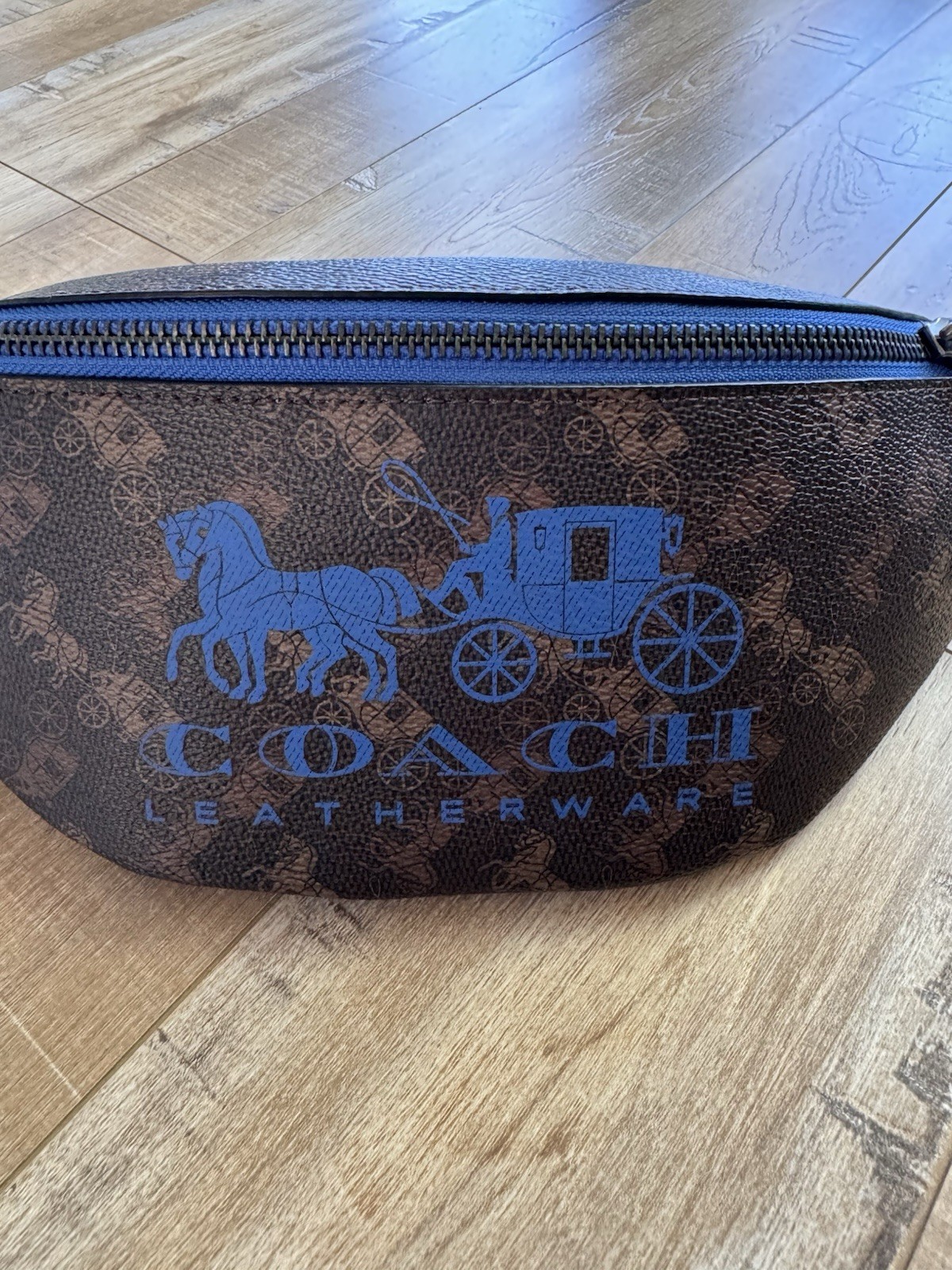 Coach C8421 Charter Belt Bag 7 With Horse And Carriage Print Blue New !