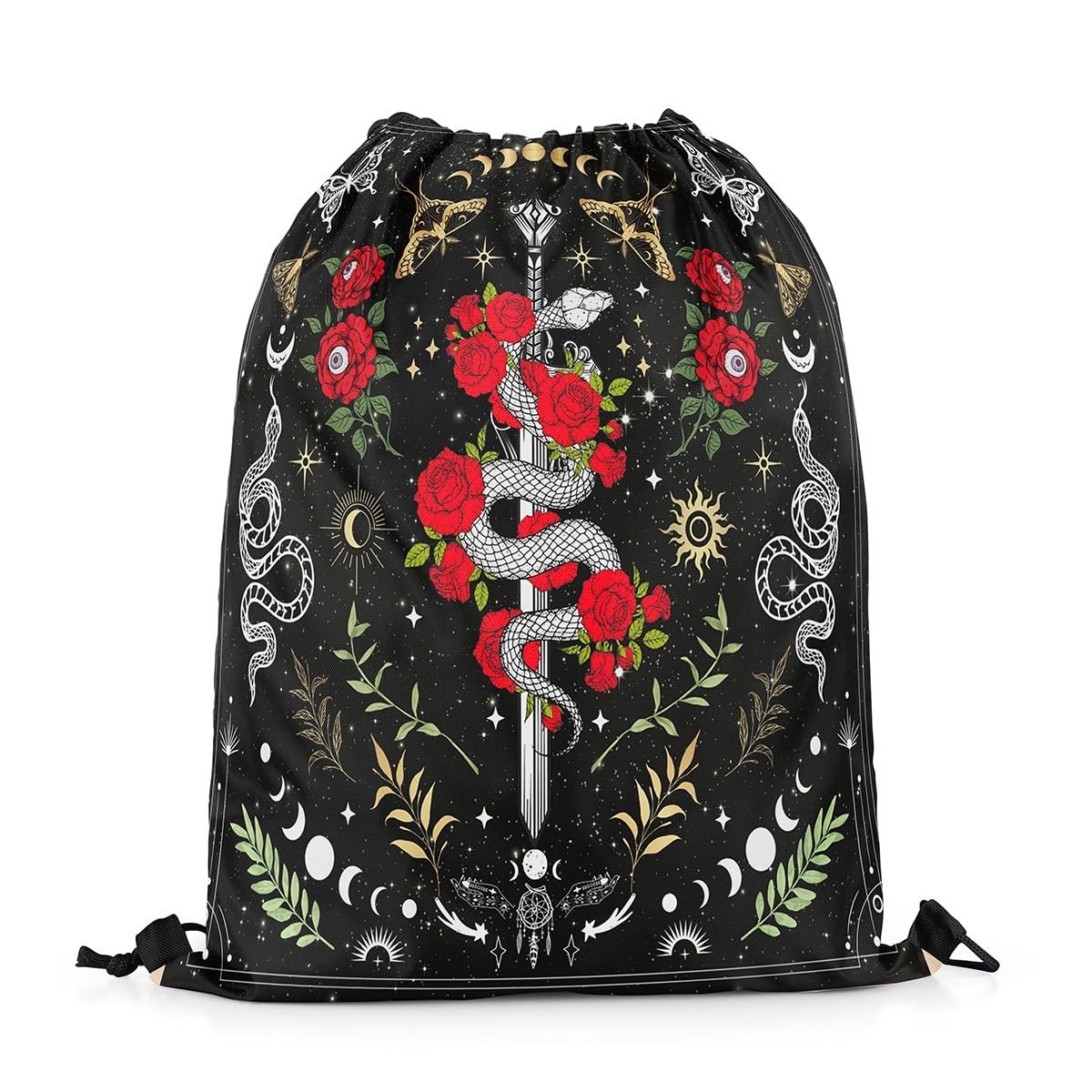 Exotic Snake Wildlife String Bag 16X13 Inch Romantic Rose Sports Backpack Gif…