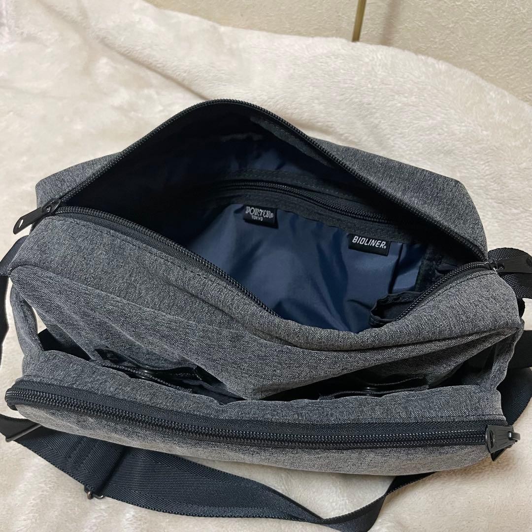 Porter Function Bioliner Shoulder Bag S, Herringbone Nylon Poly Blend